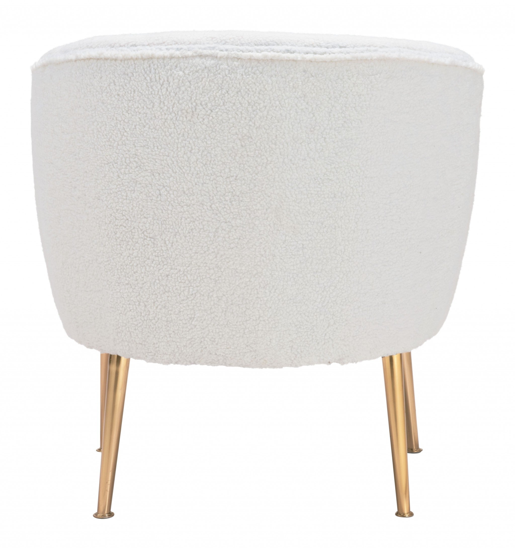 29" Beige Sherpa And Gold Arm Chair