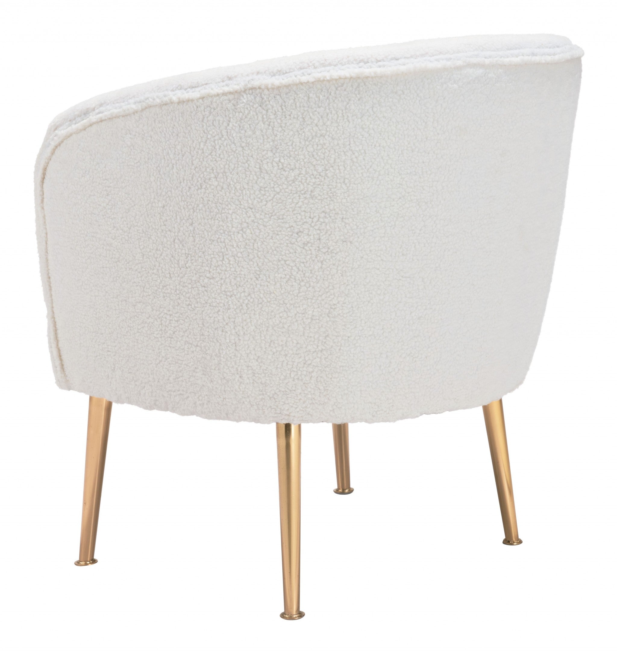 29" Beige Sherpa And Gold Arm Chair