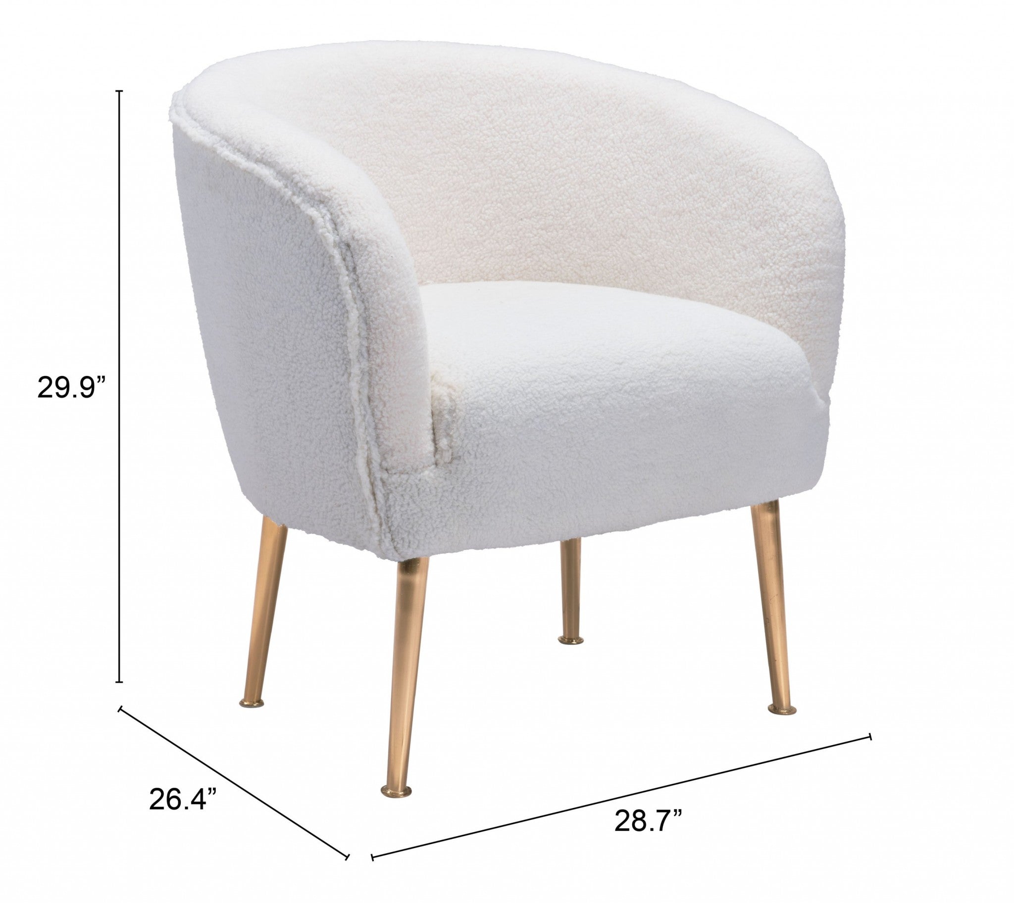 29" Beige And Gold Sherpa Arm Chair