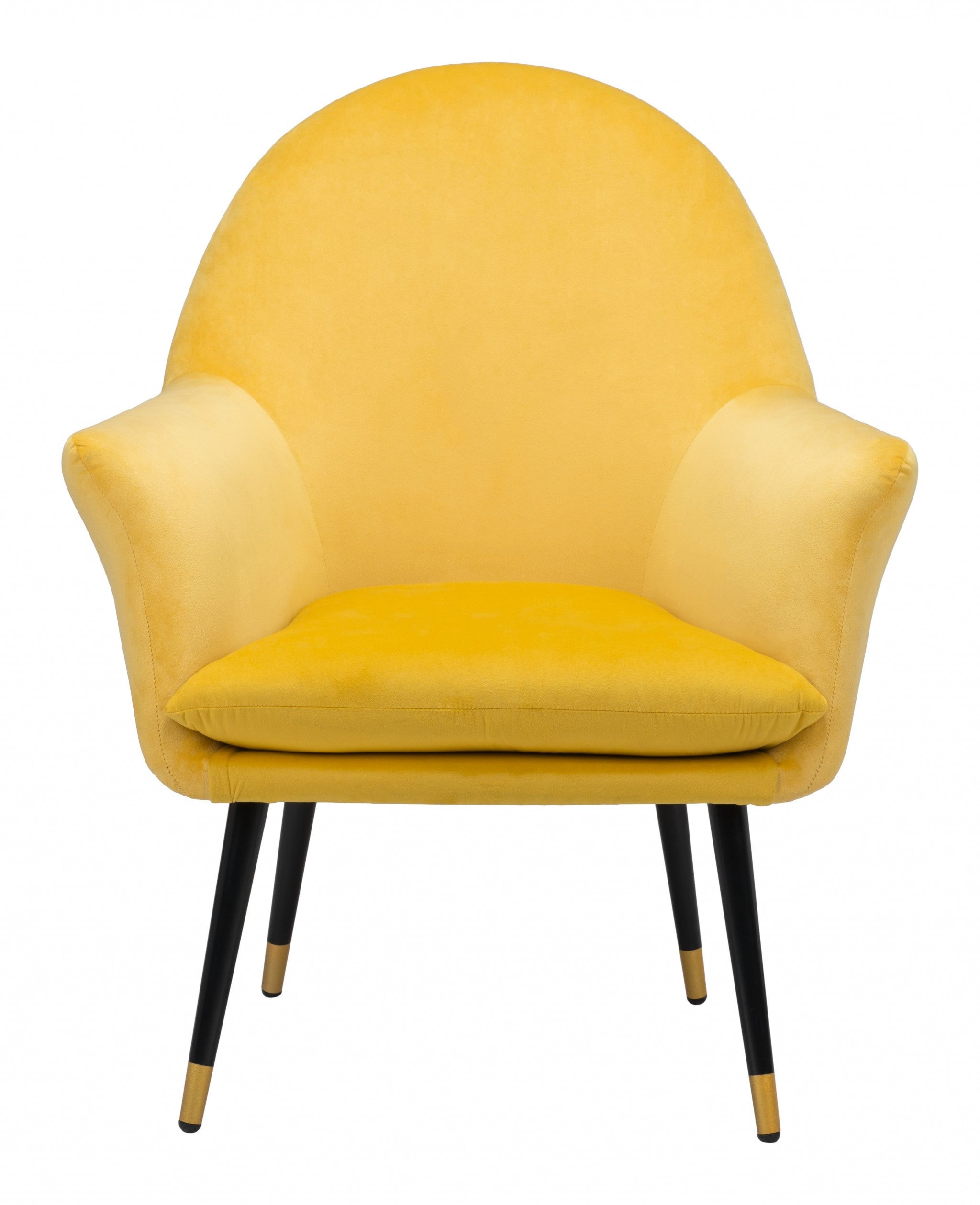 30" Yellow And Gold Velvet Arm Chair