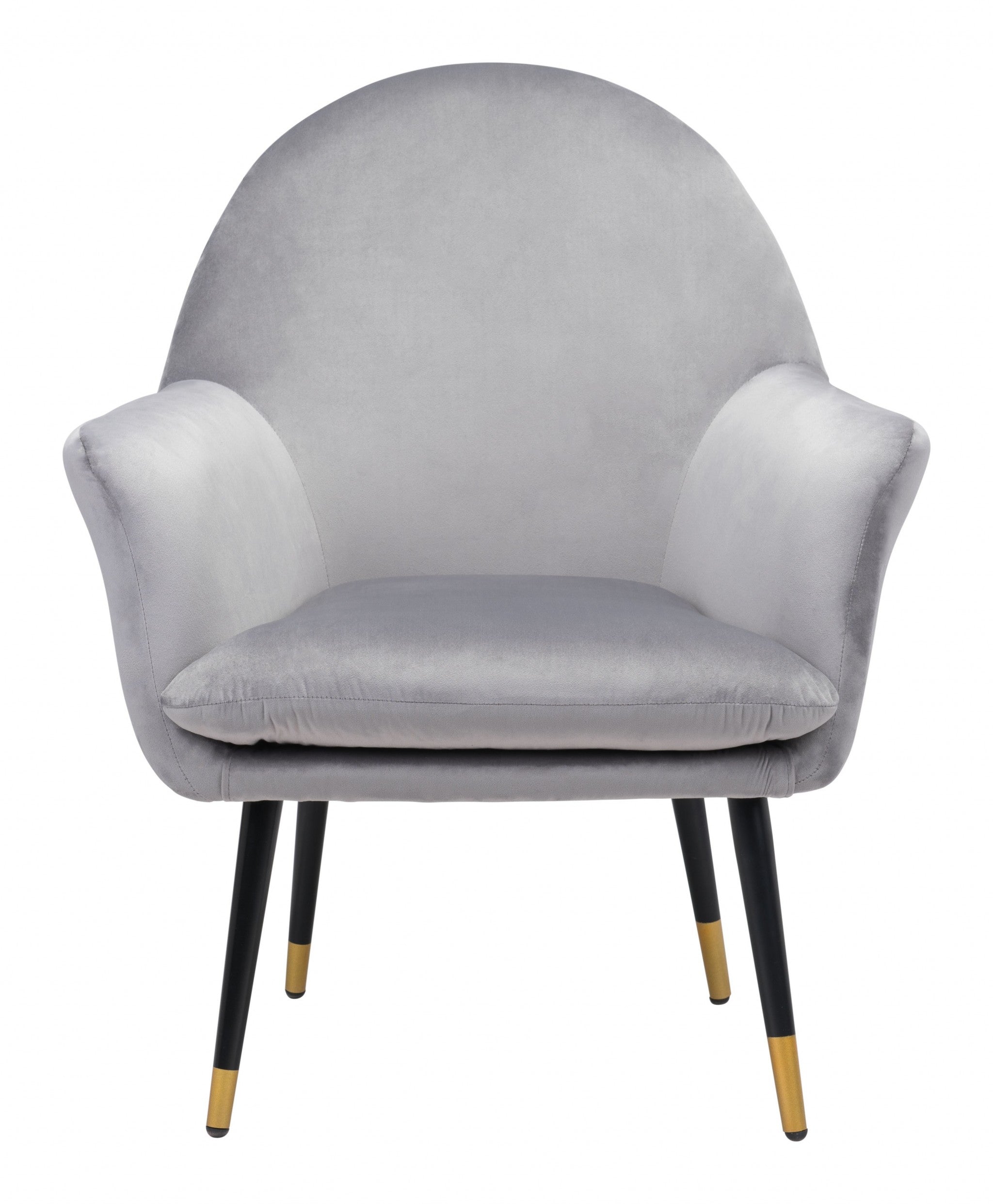 30" Gray And Gold Velvet Arm Chair