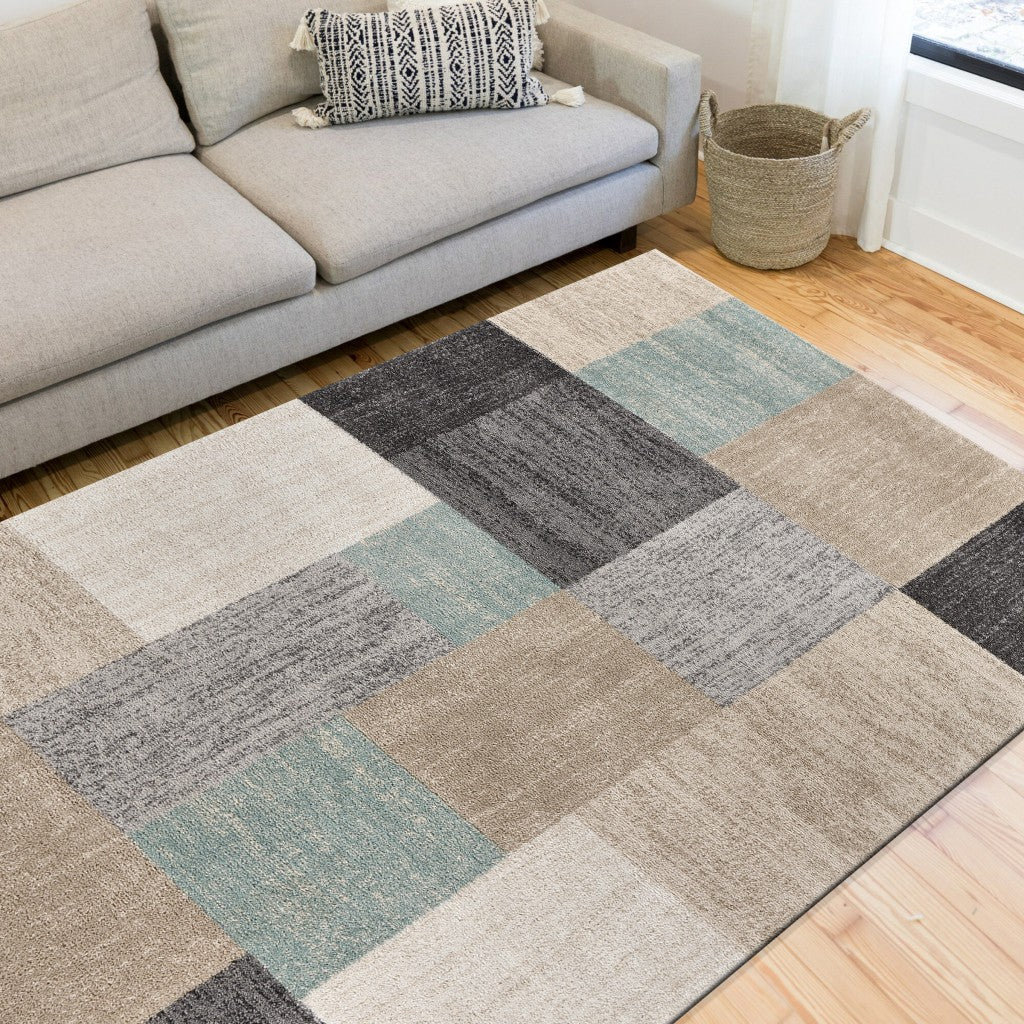 8' X 10' Gray and Ivory Area Rug