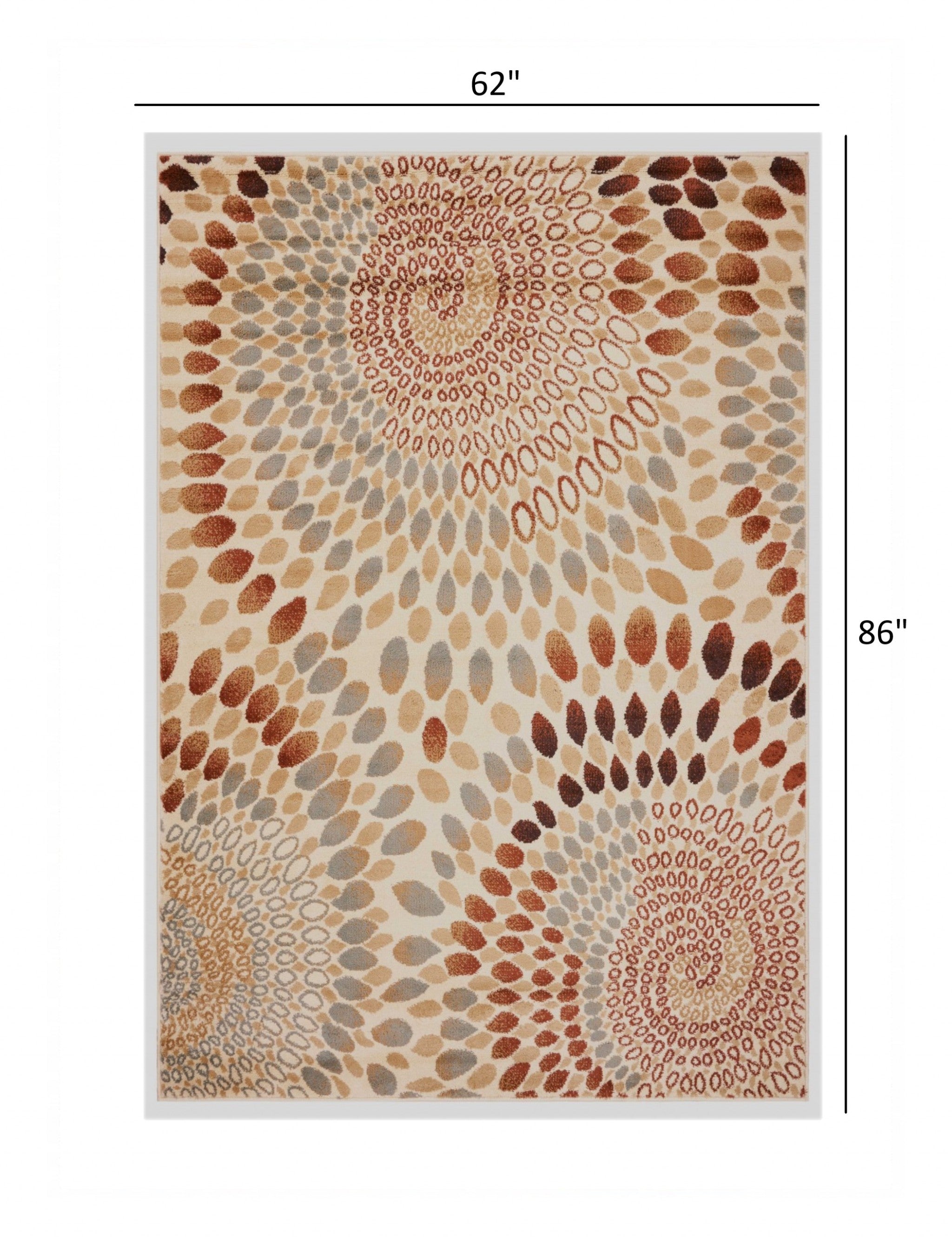 5’ x 7’ Cream and Brown Swirls Area Rug