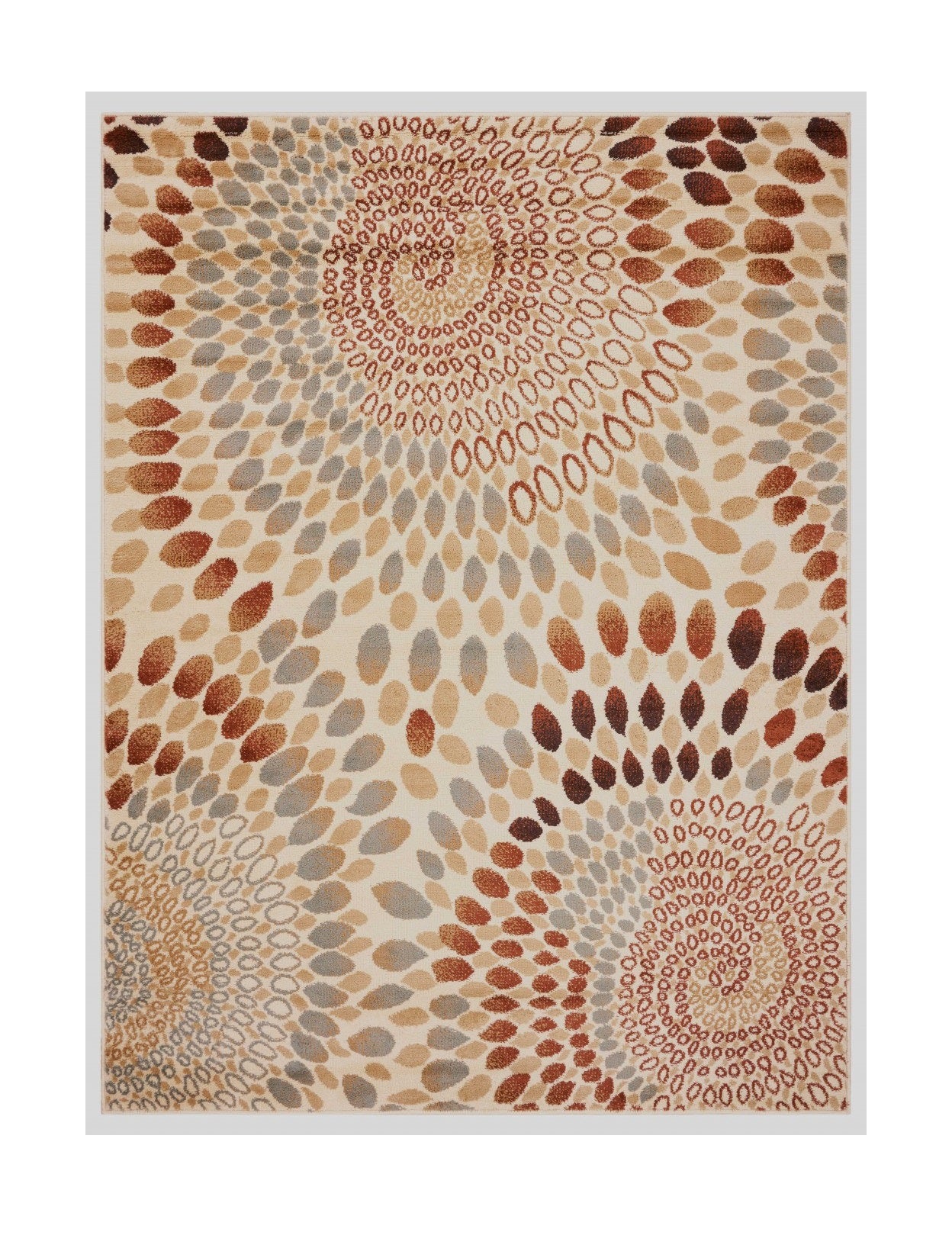 5' X 7' Cream and Brown Swirls Area Rug