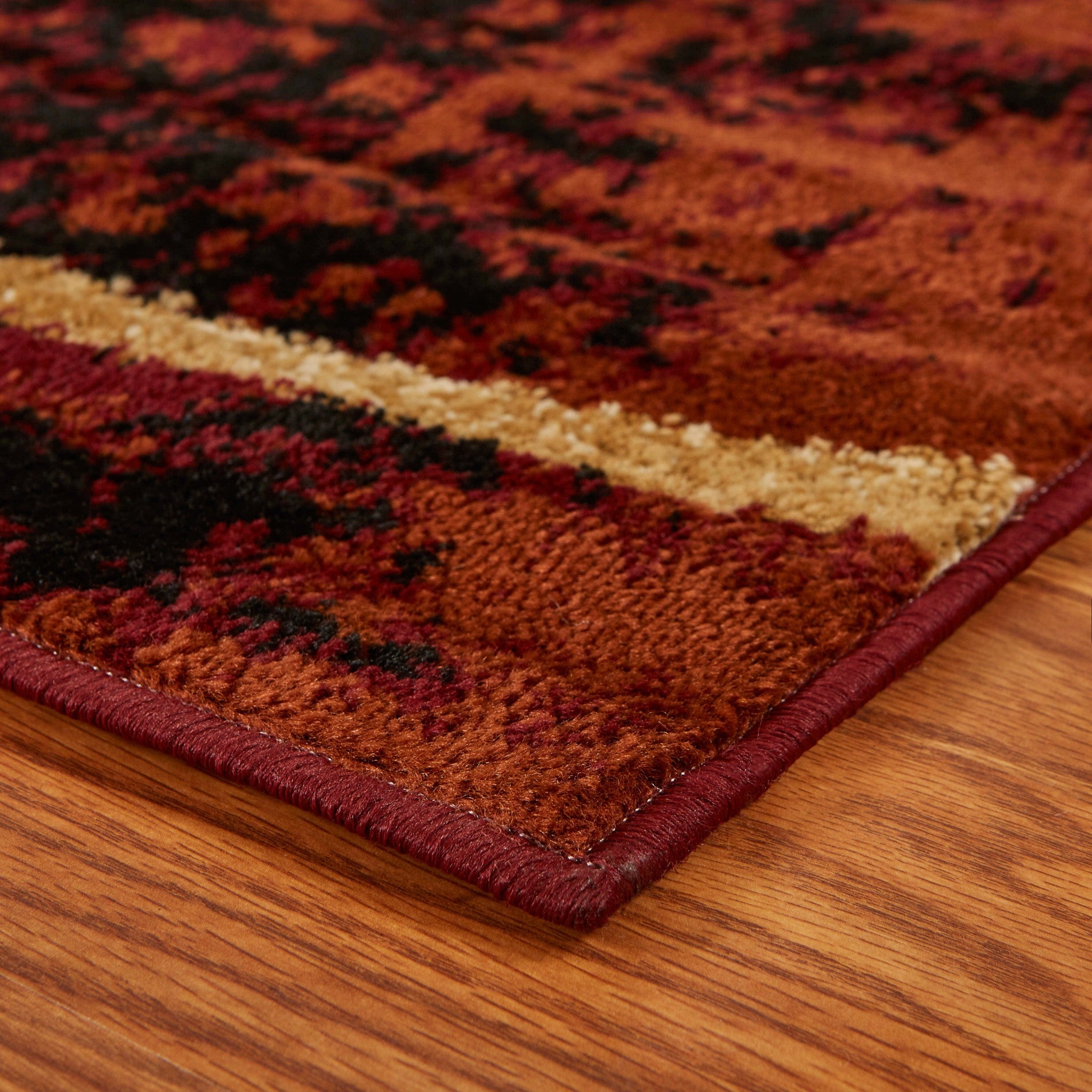 5' X 7' Red and Brown Geometric Area Rug