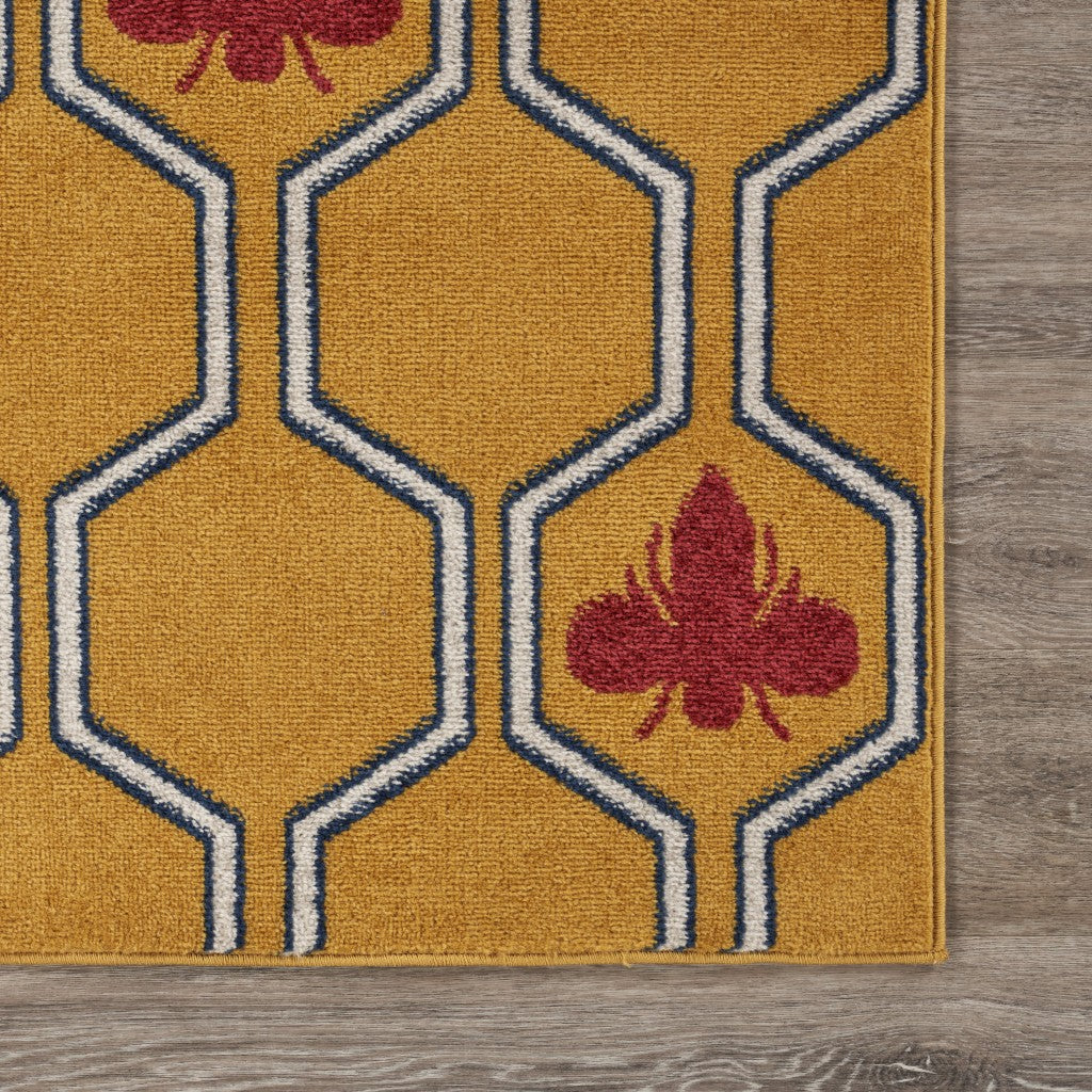 8’ x 9’ Yellow and Red Honey Bee Area Rug