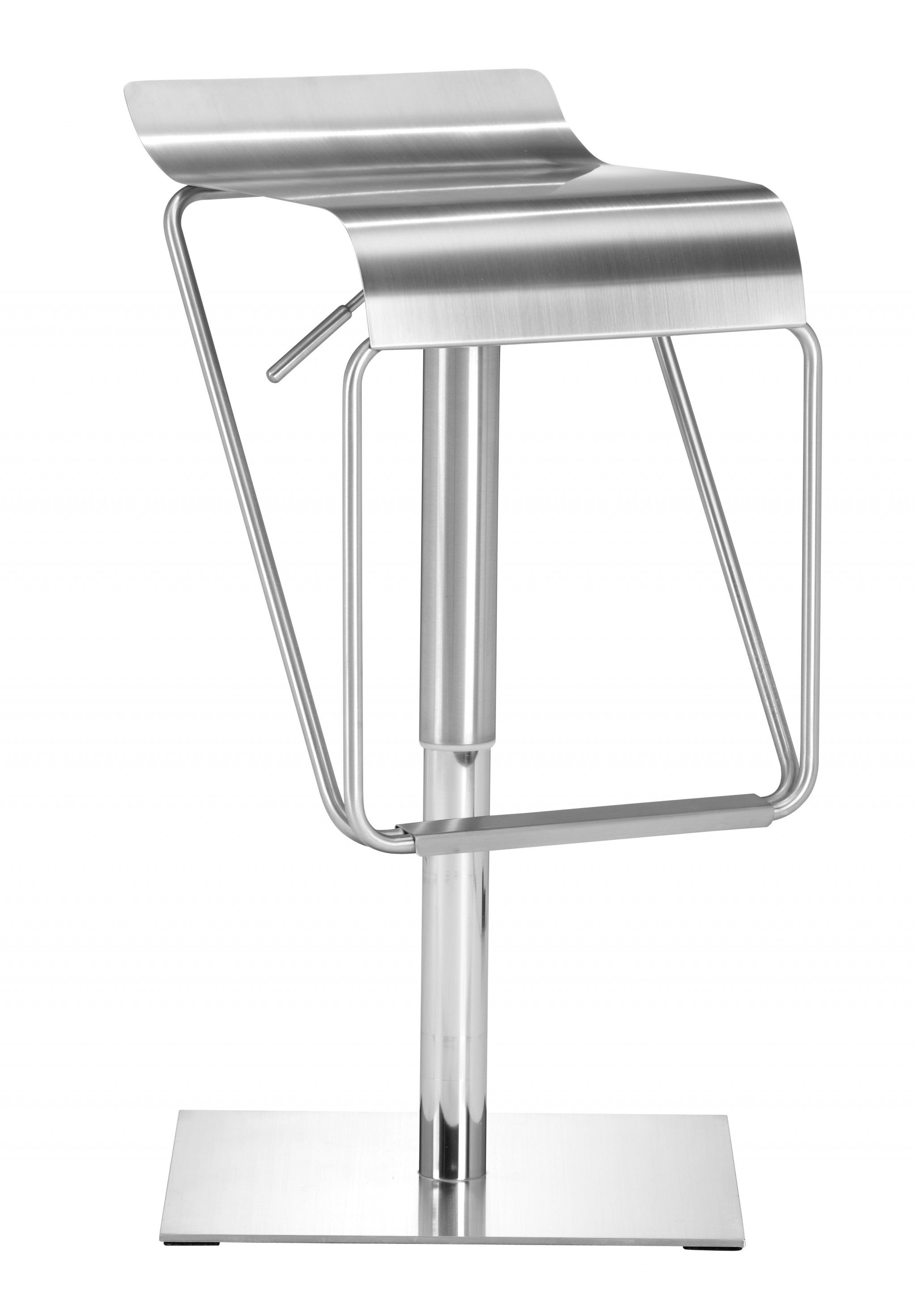 32" Silver Steel Swivel Backless Bar Height Bar Chair
