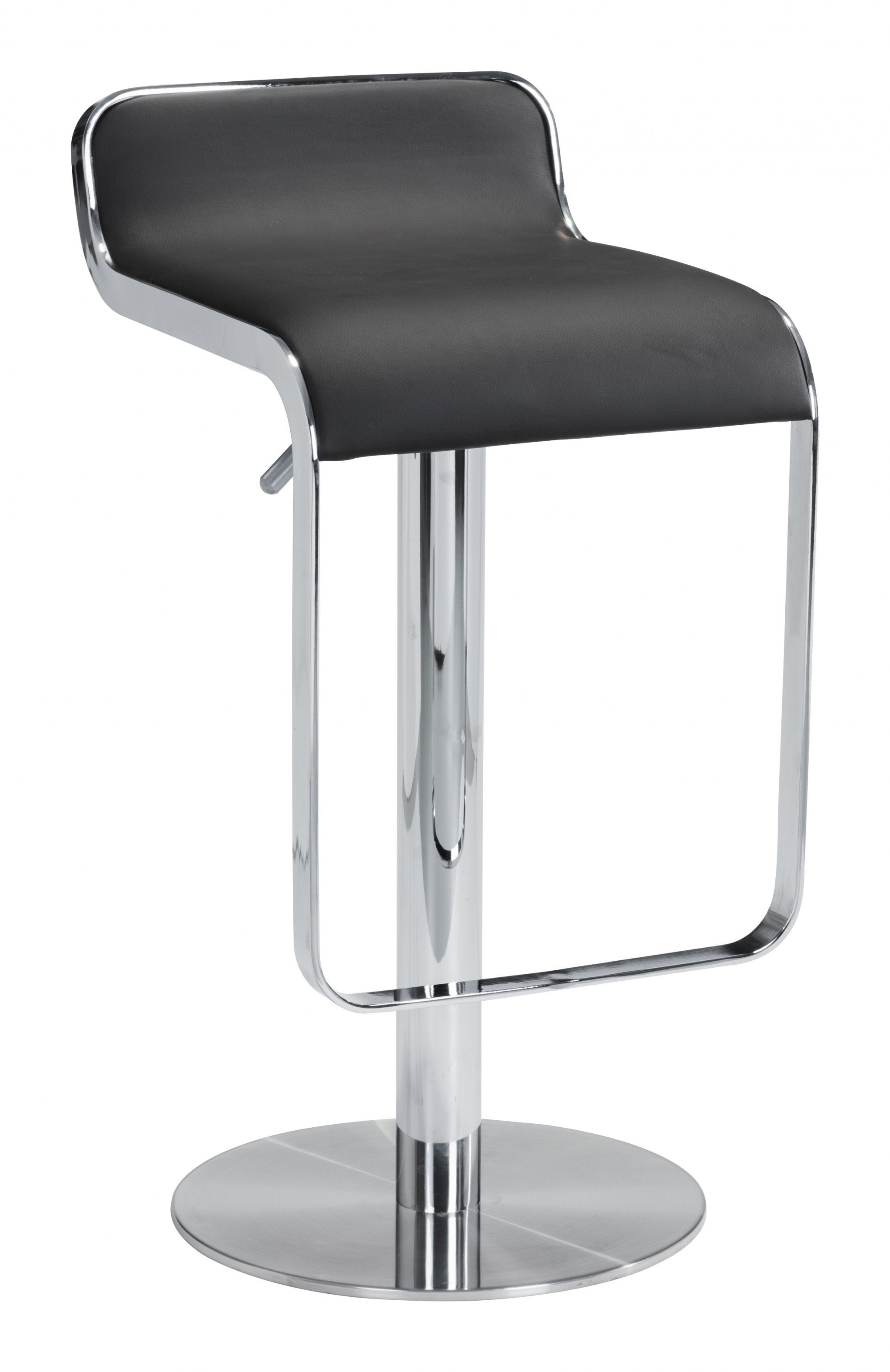 27 " Black And Silver Steel Swivel Backless Adjustable Height Bar Chair