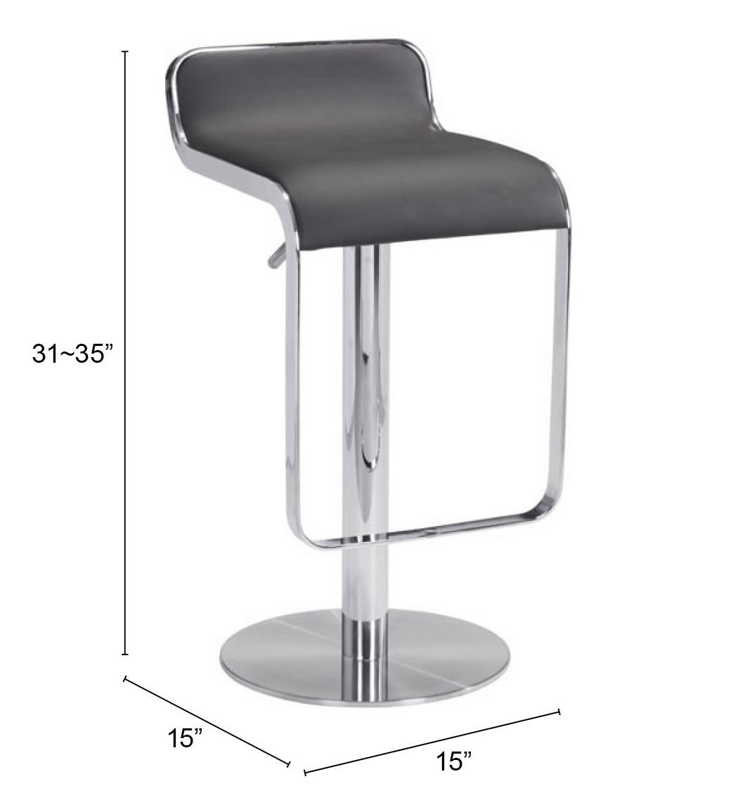 27" Black And Silver Steel Swivel Backless Adjustable Height Bar Chair