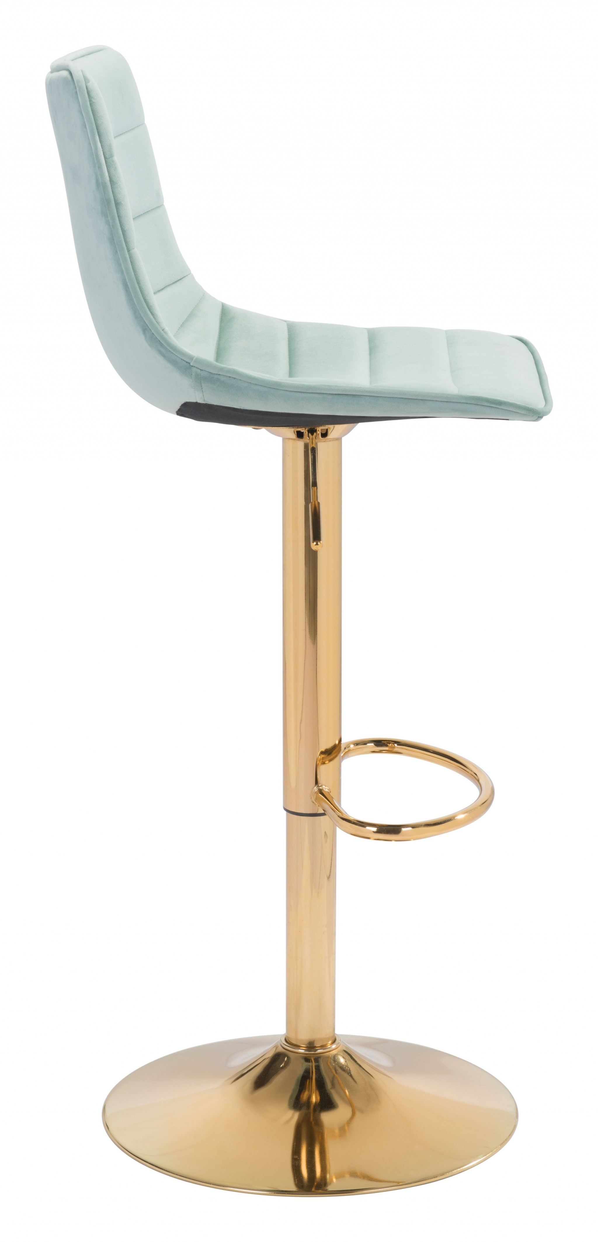 24" Light Green And Gold Steel Swivel Counter Height Bar Chair