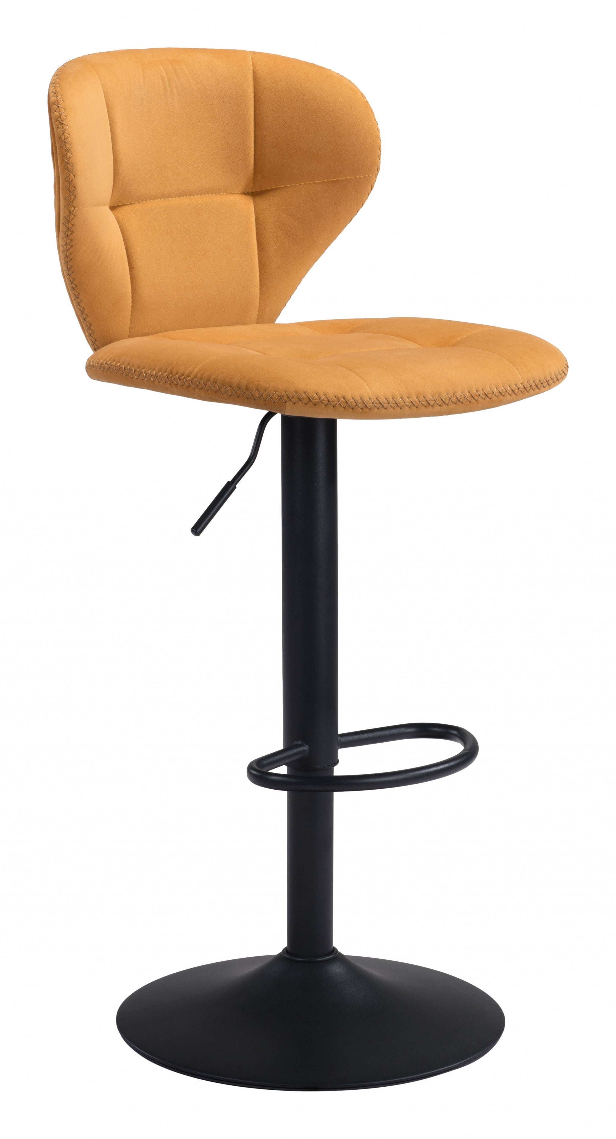 24" Yellow And Black Steel Swivel Low Back Counter Height Bar Chair