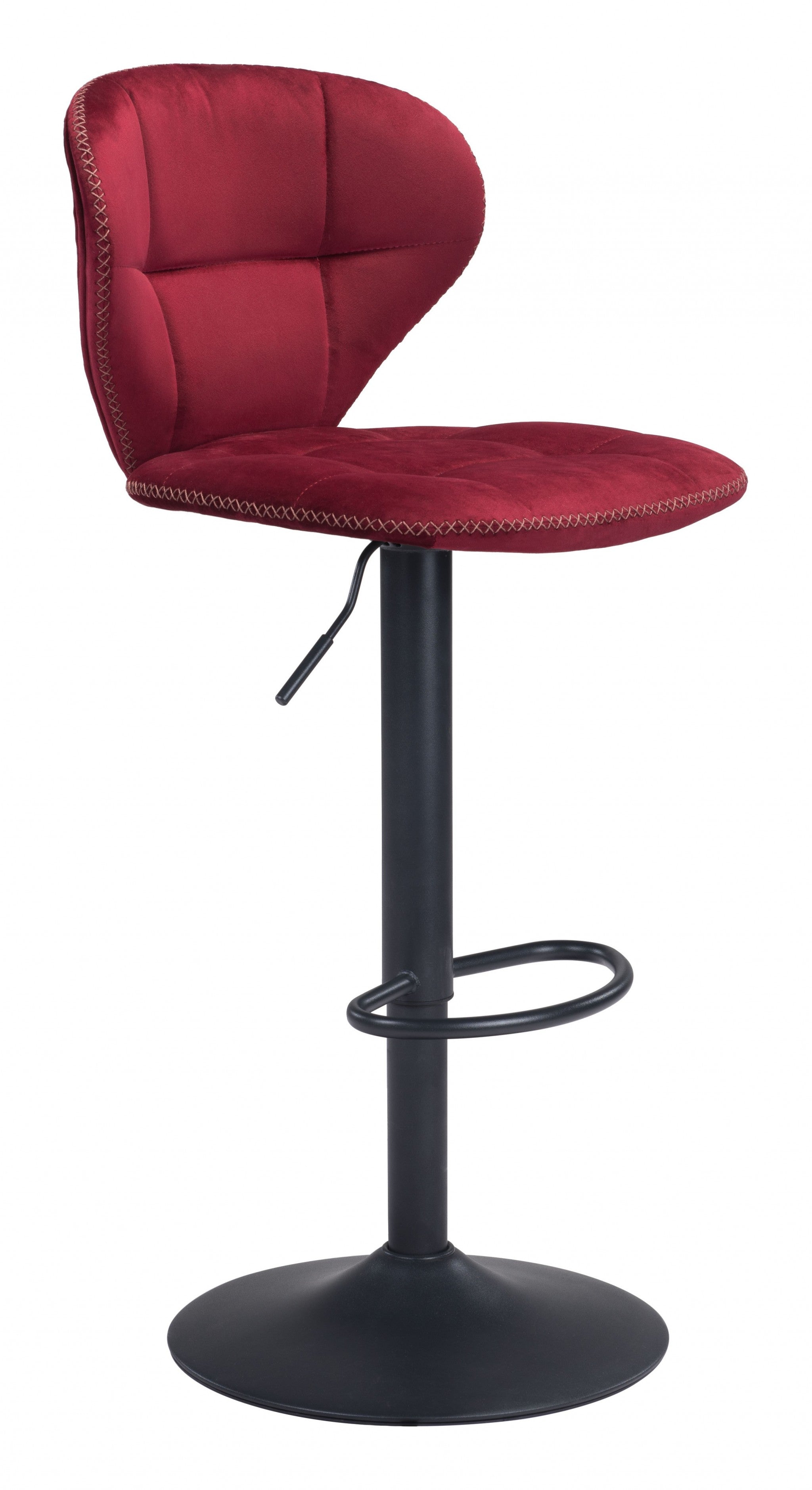 24" Red And Black Steel Swivel Low Back Counter Height Bar Chair