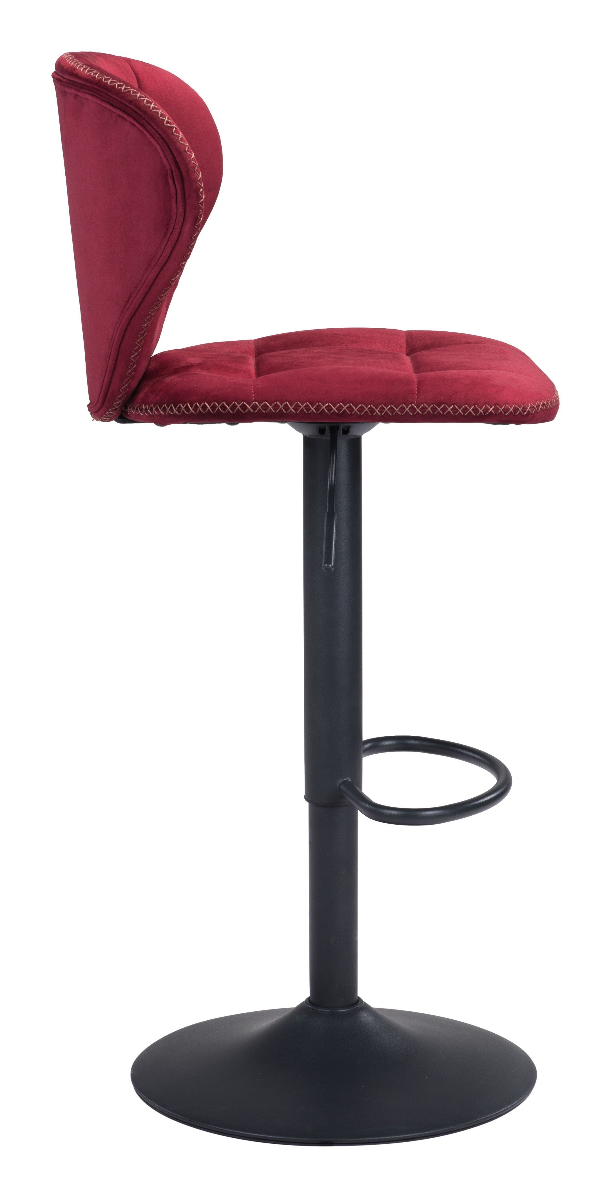 24" Red And Black Steel Swivel Low Back Counter Height Bar Chair
