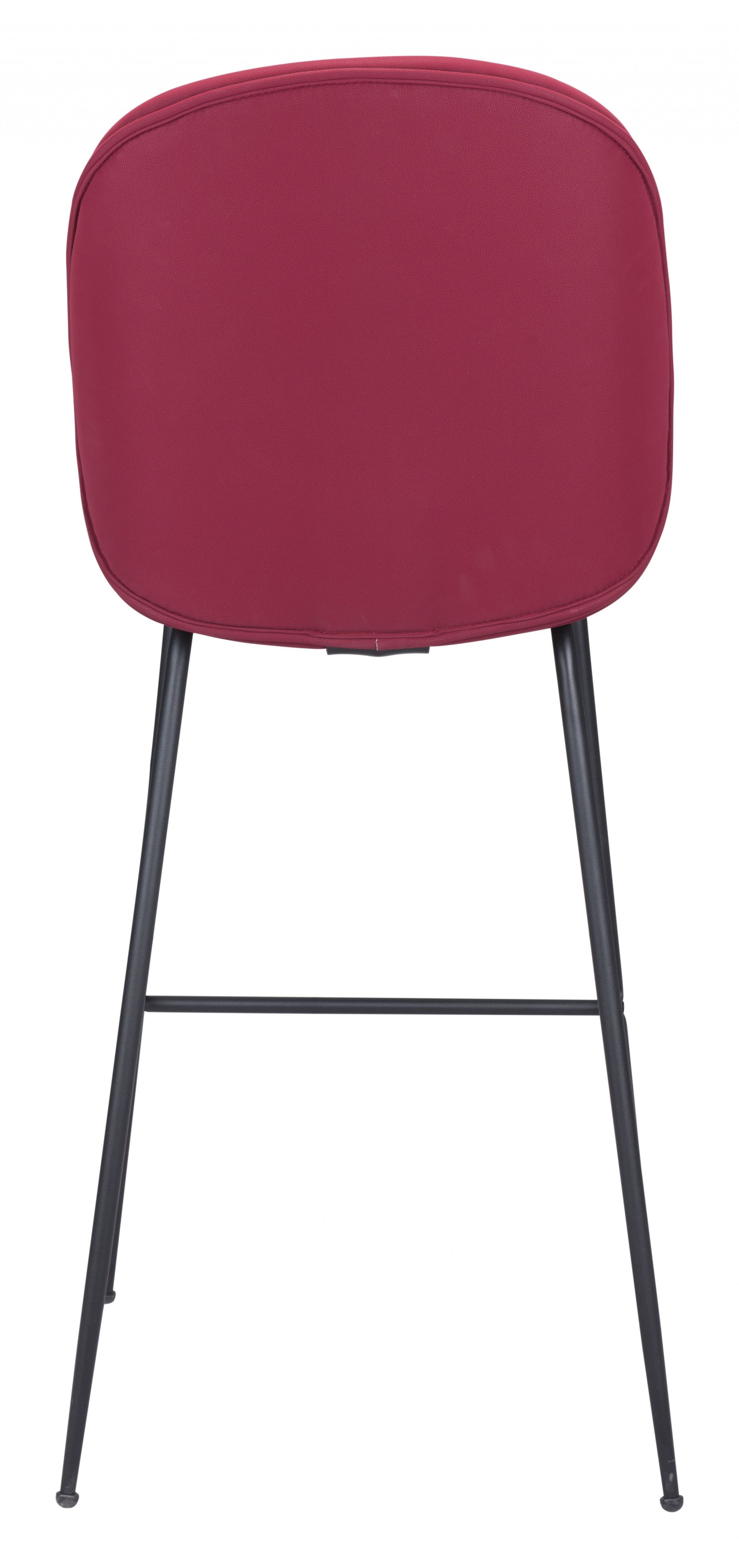 31" Red And Black Steel Low Back Bar Height Bar Chair