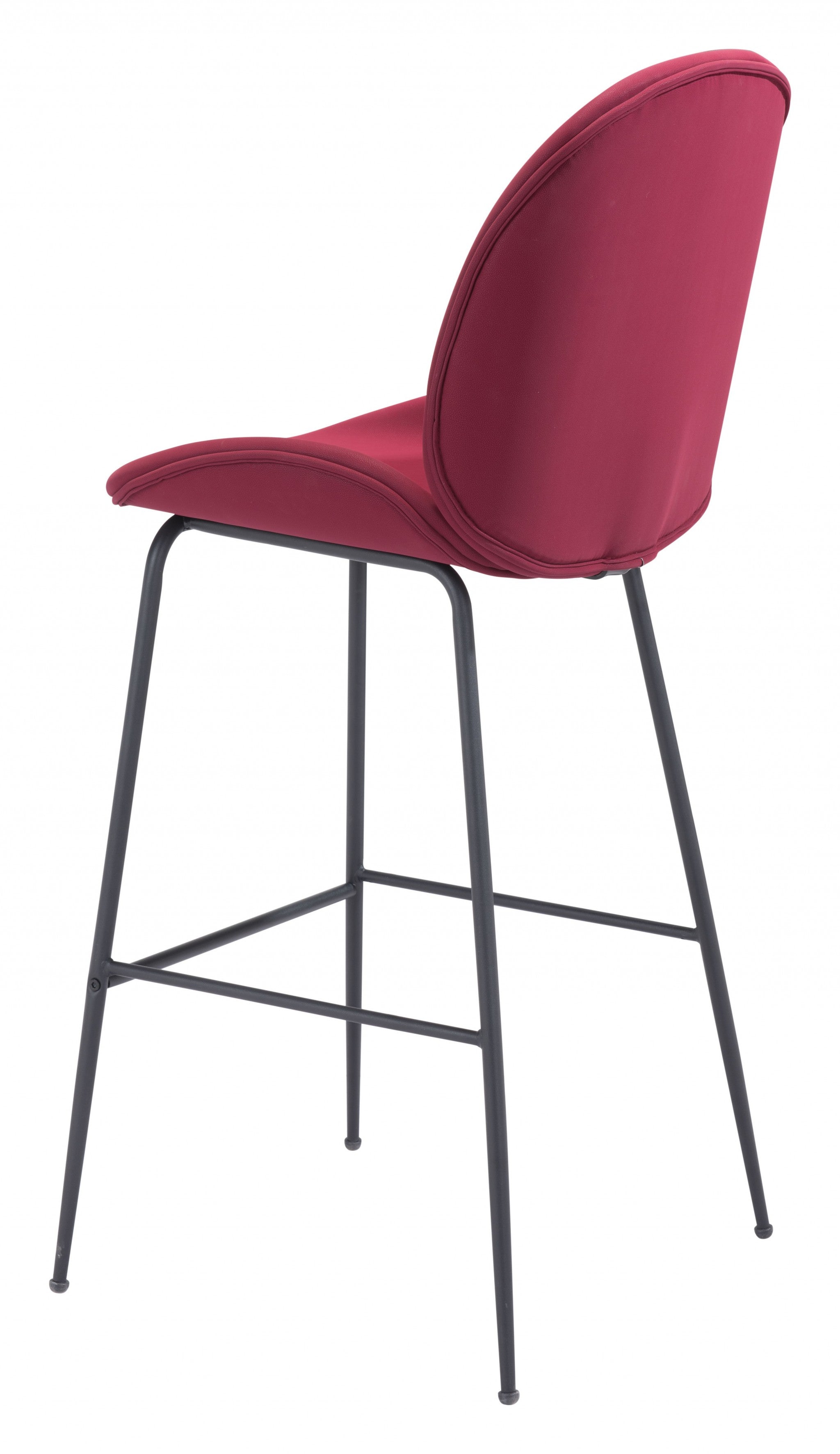 31" Red And Black Steel Low Back Bar Height Bar Chair