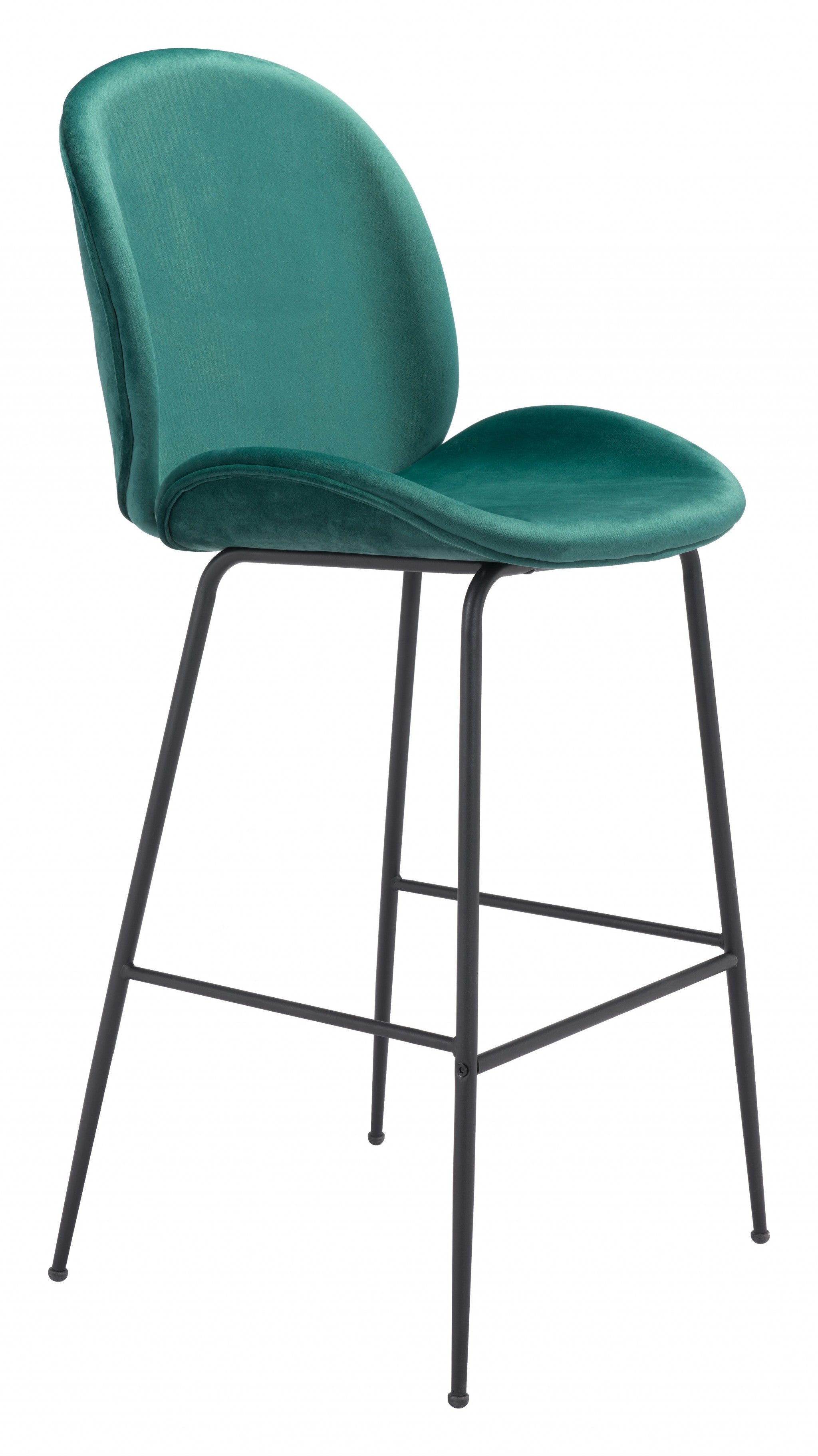 31" Green And Black Steel Low Back Bar Height Bar Chair