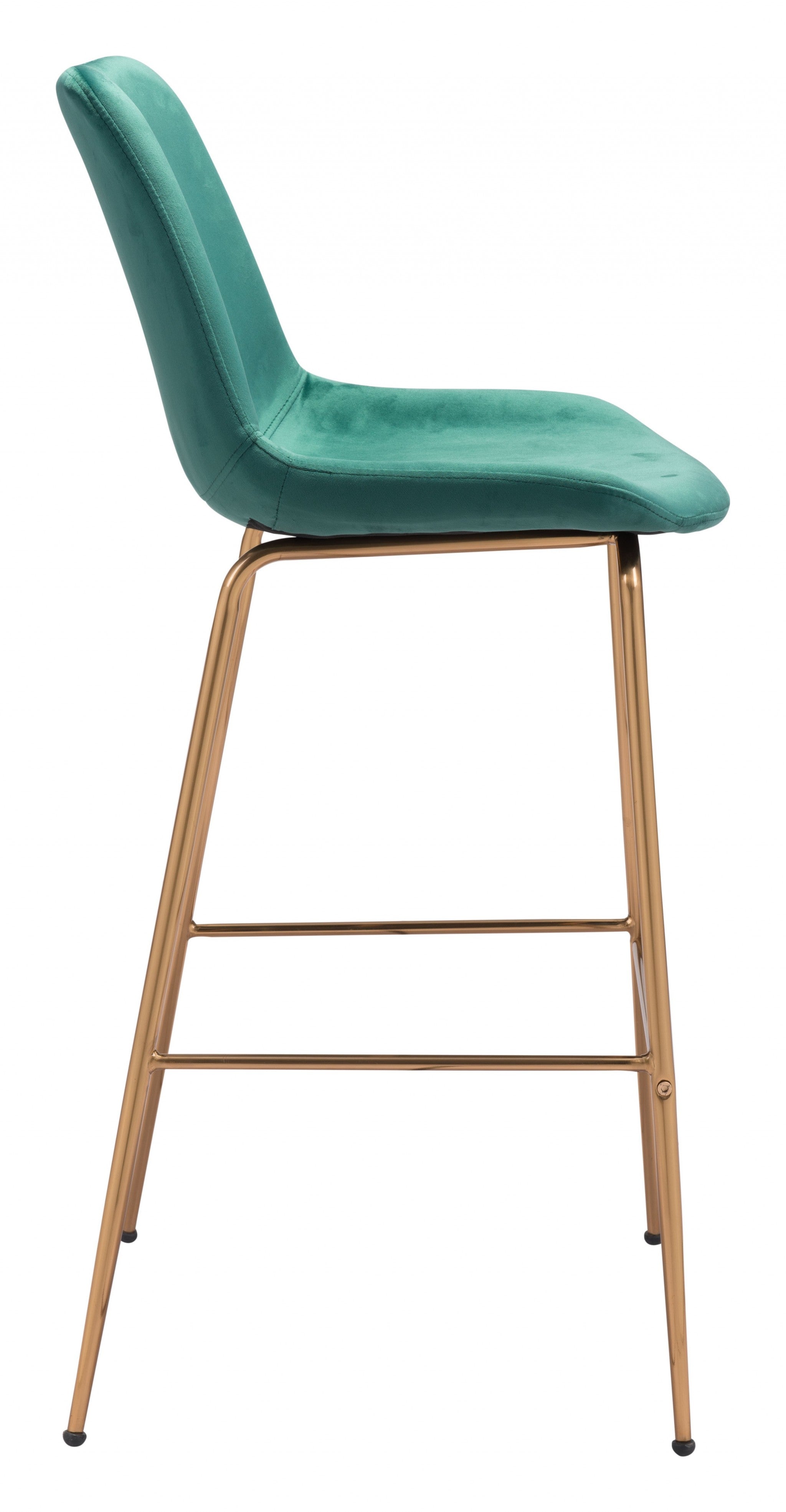 31" Green And Copper Steel Low Back Bar Height Bar Chair