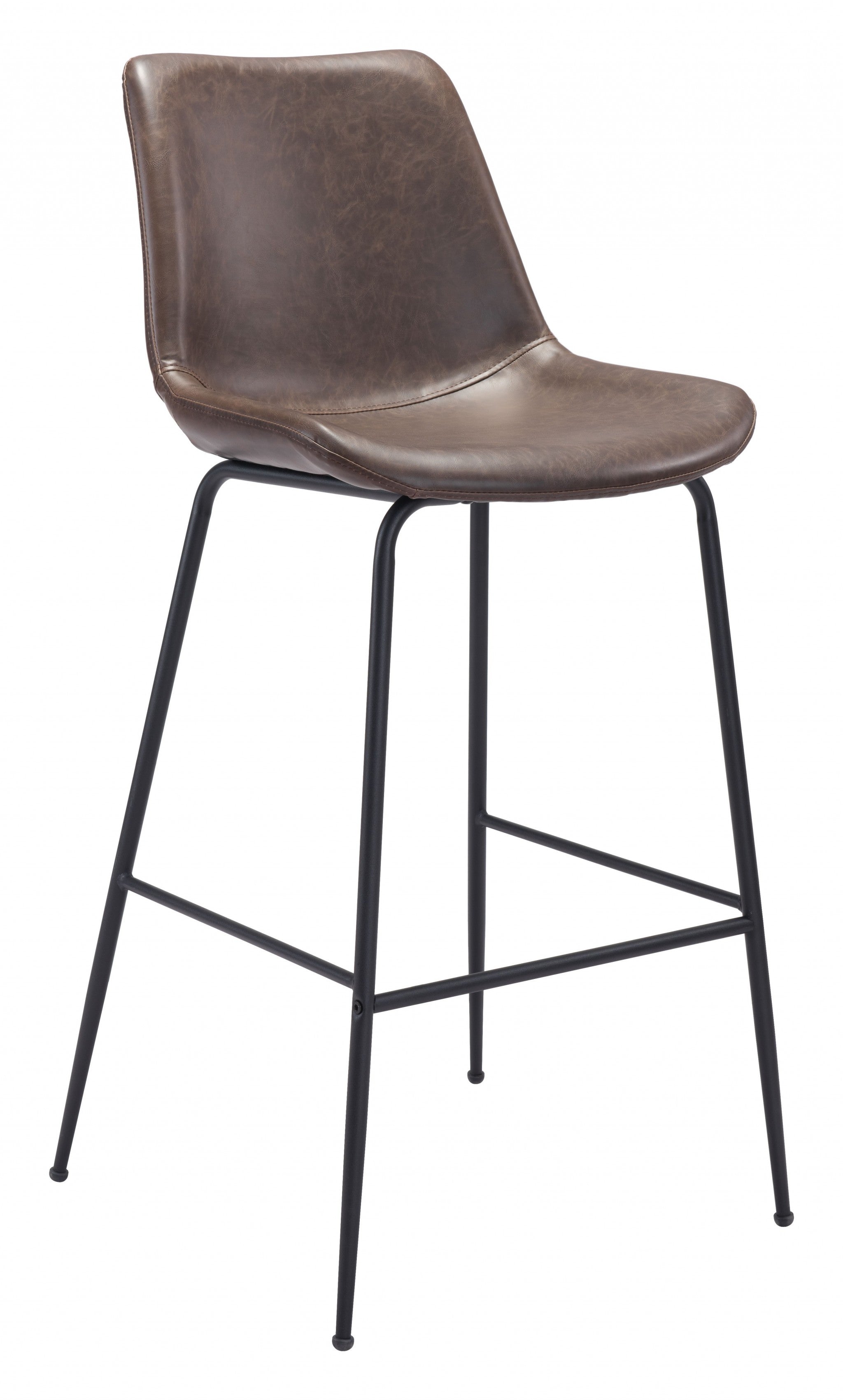 31" Brown and Black Steel Low Back Bar Height Bar Chair