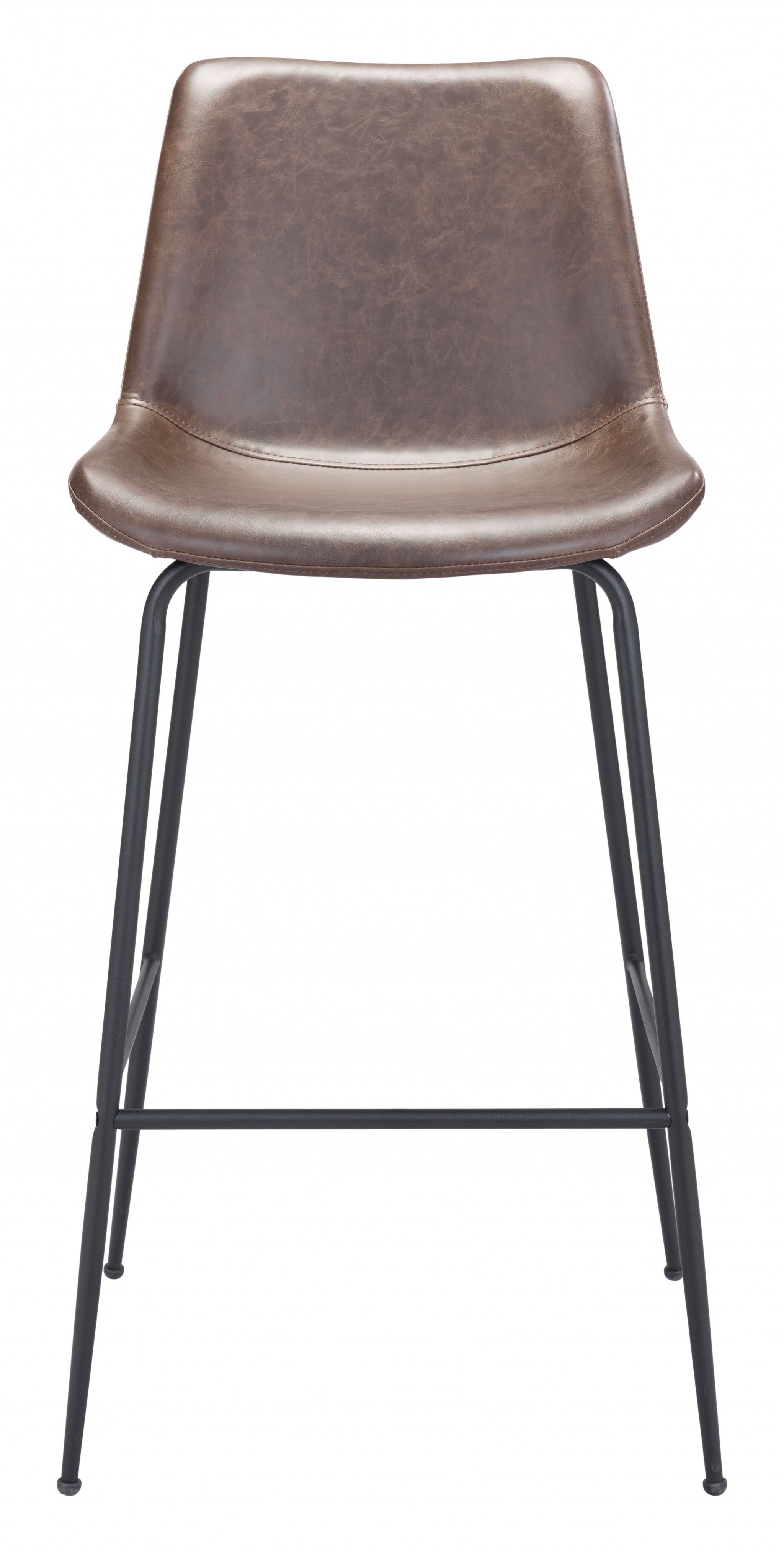 31" Brown and Black Steel Low Back Bar Height Bar Chair