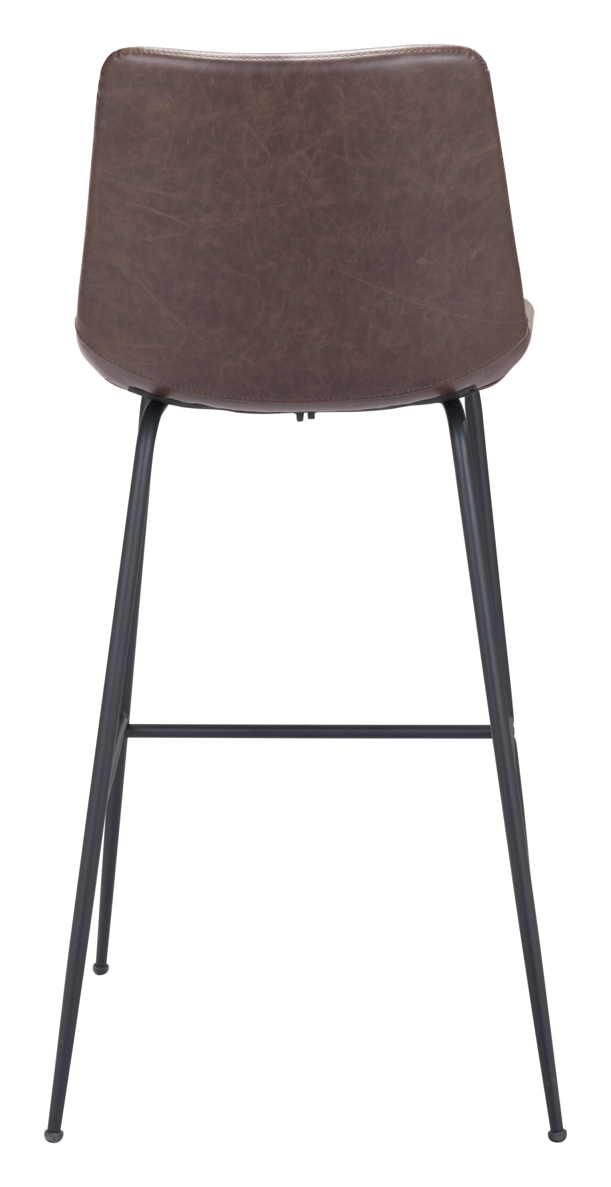 31" Brown and Black Steel Low Back Bar Height Bar Chair