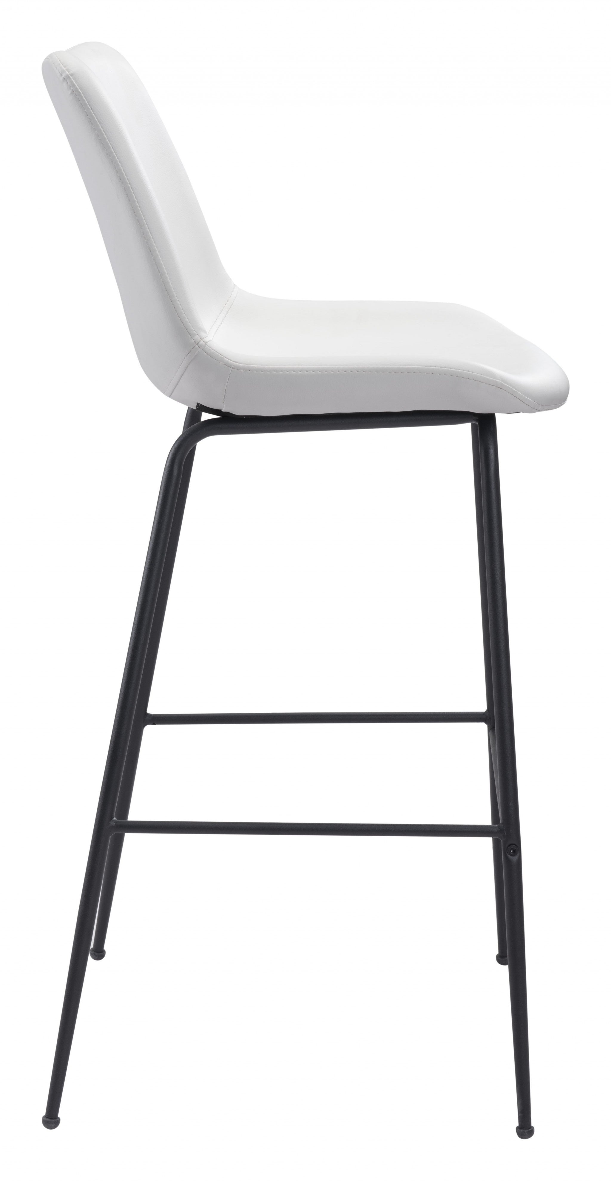 31" White And Black Steel Low Back Bar Height Bar Chair