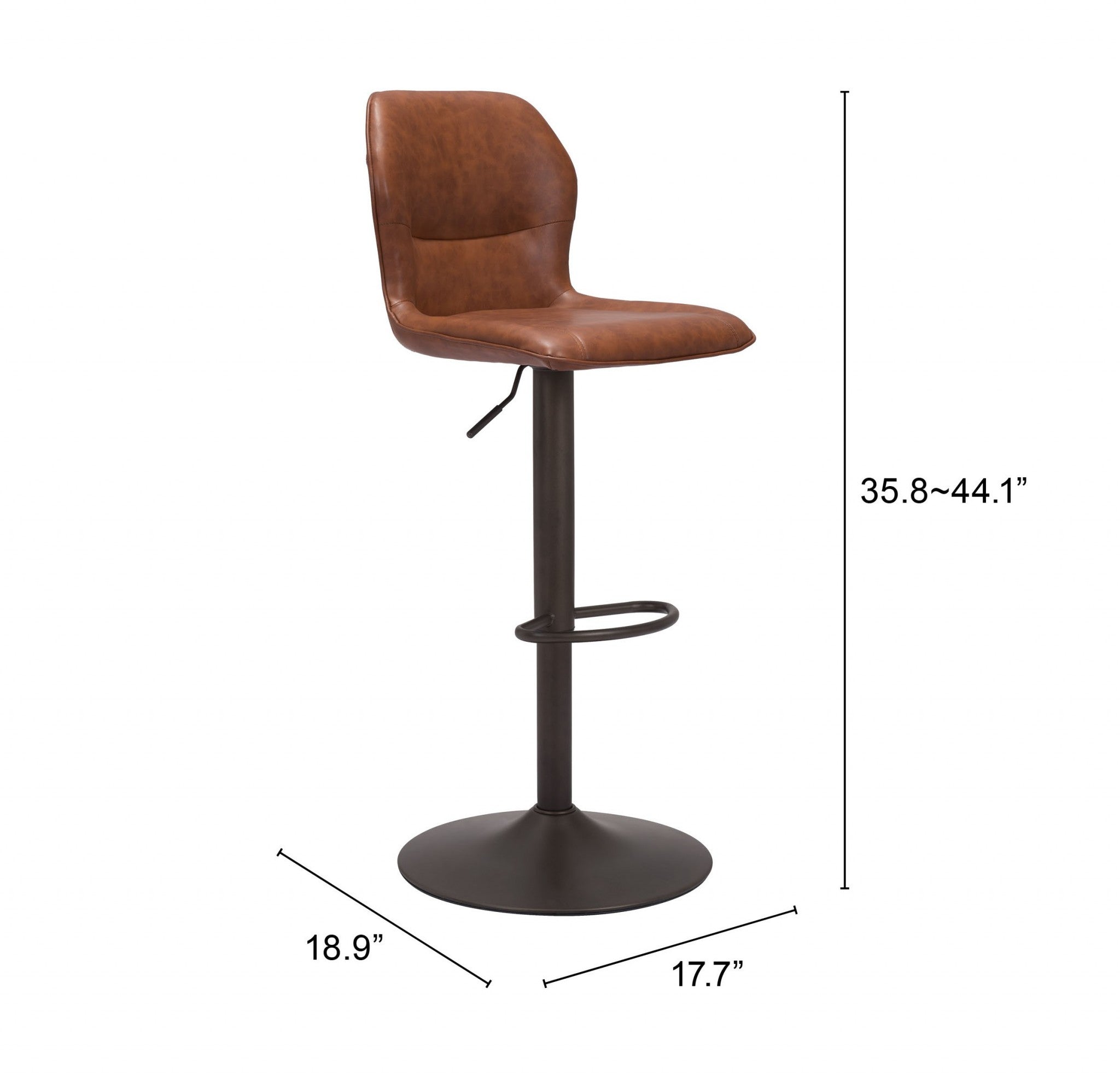 24" Brown And Black Steel Swivel Low Back Counter Height Bar Chair