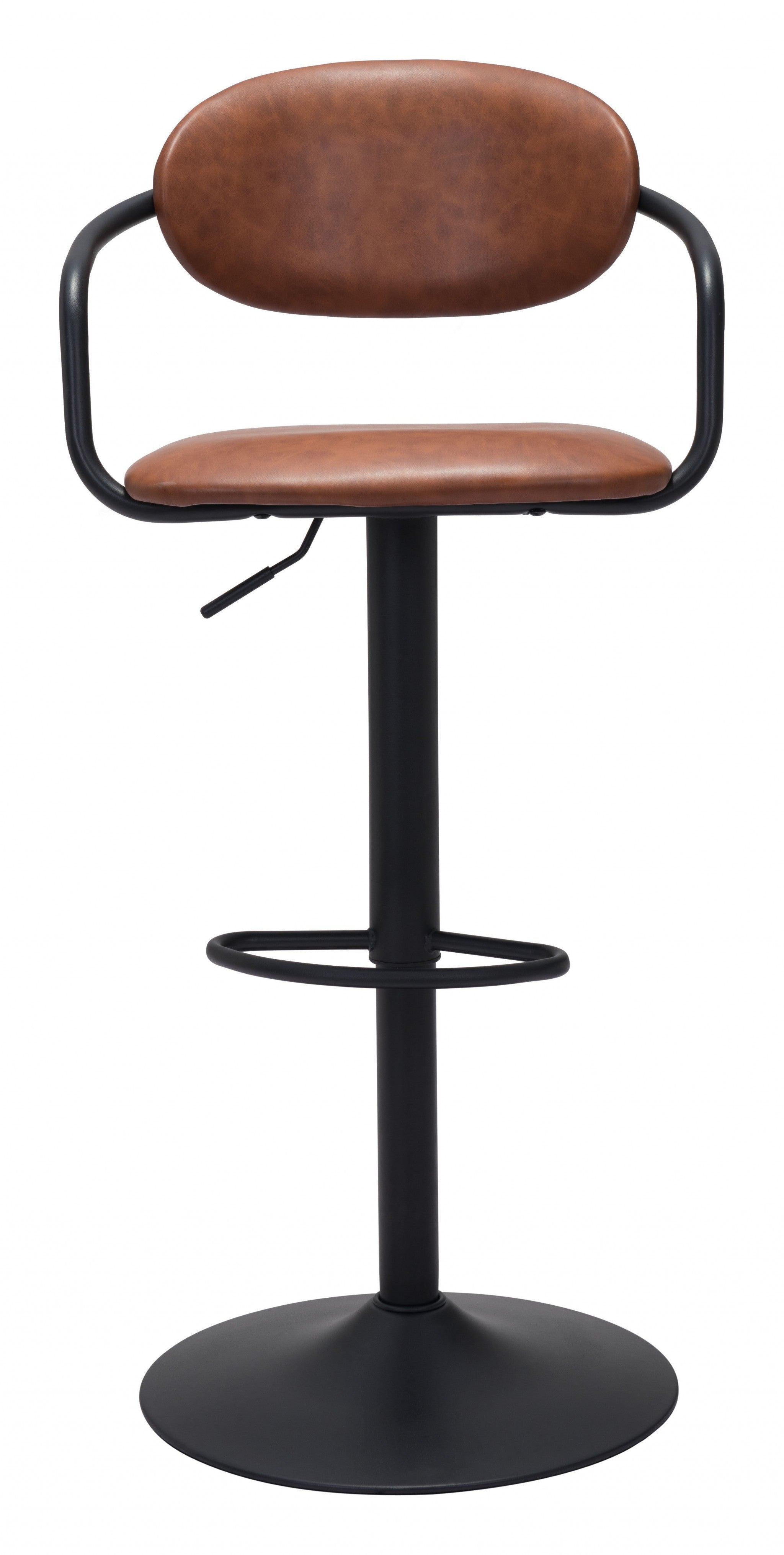 Adjustable Height Brown And Black Steel Swivel Low Back Counter Height Bar Chair