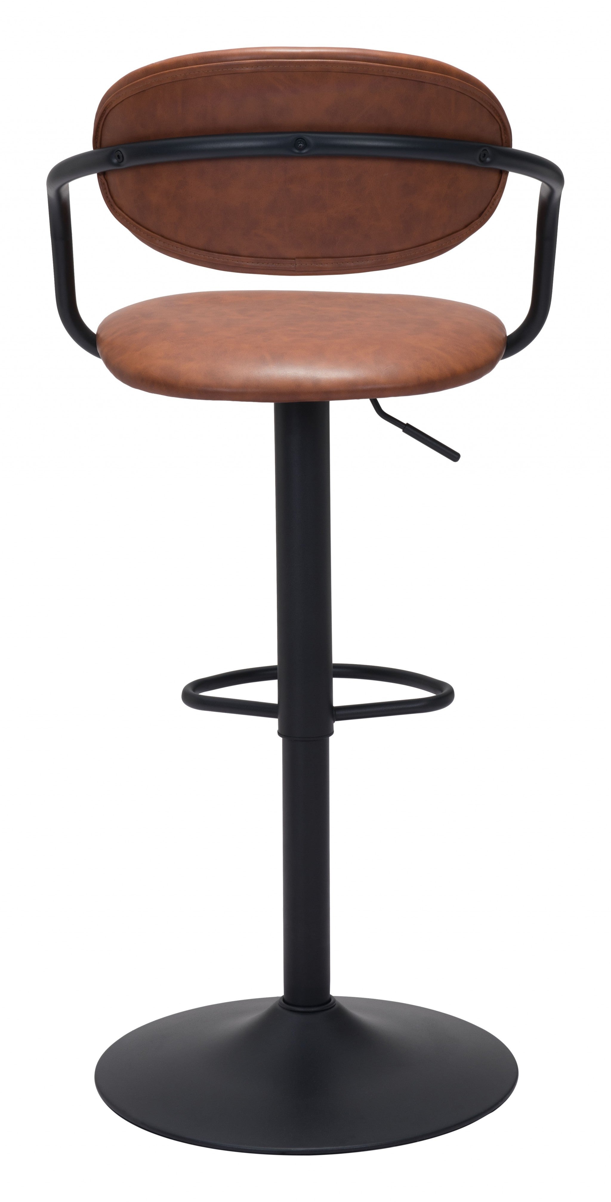 Adjustable Height Brown And Black Steel Swivel Low Back Counter Height Bar Chair