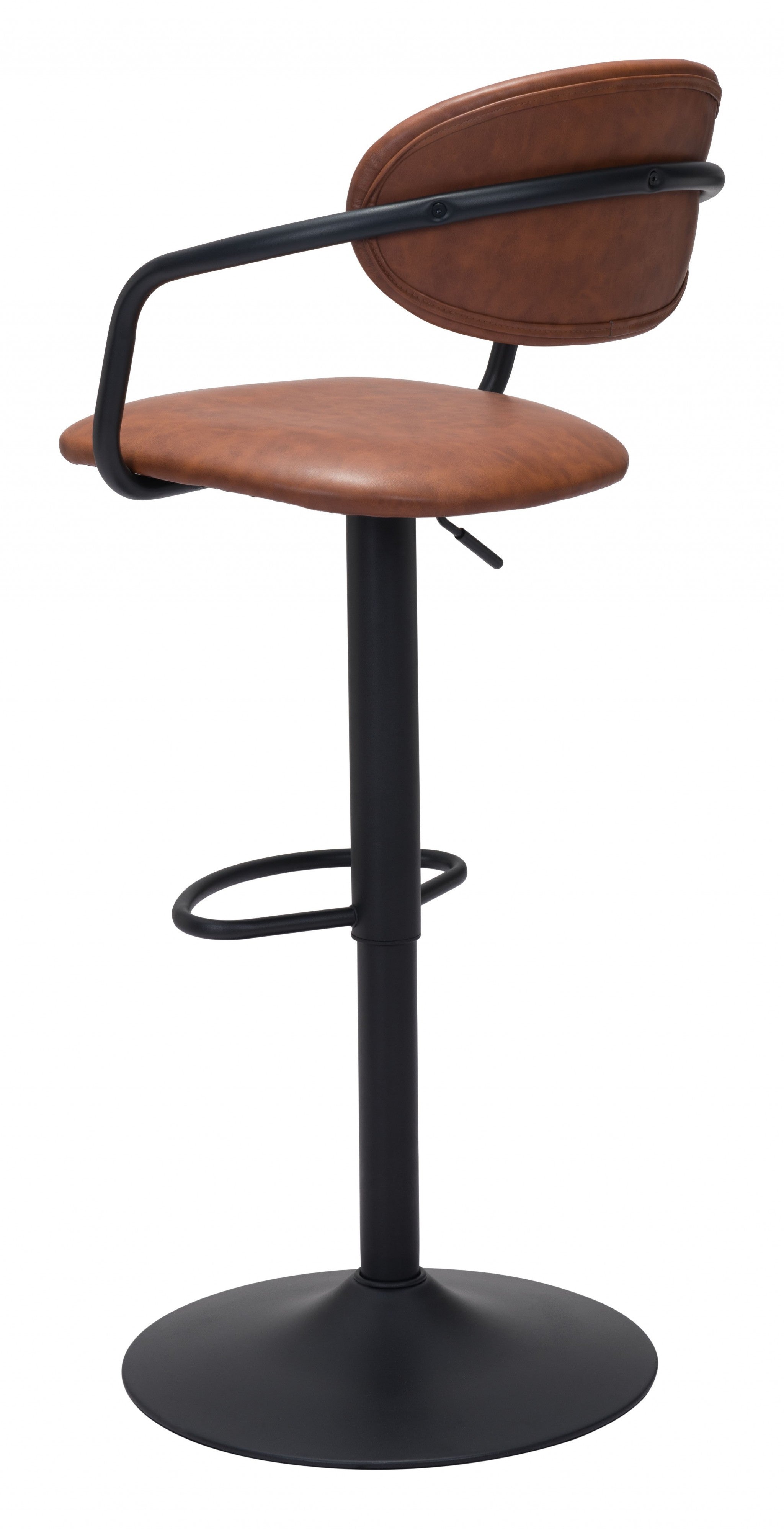 Adjustable Height Brown And Black Steel Swivel Low Back Counter Height Bar Chair