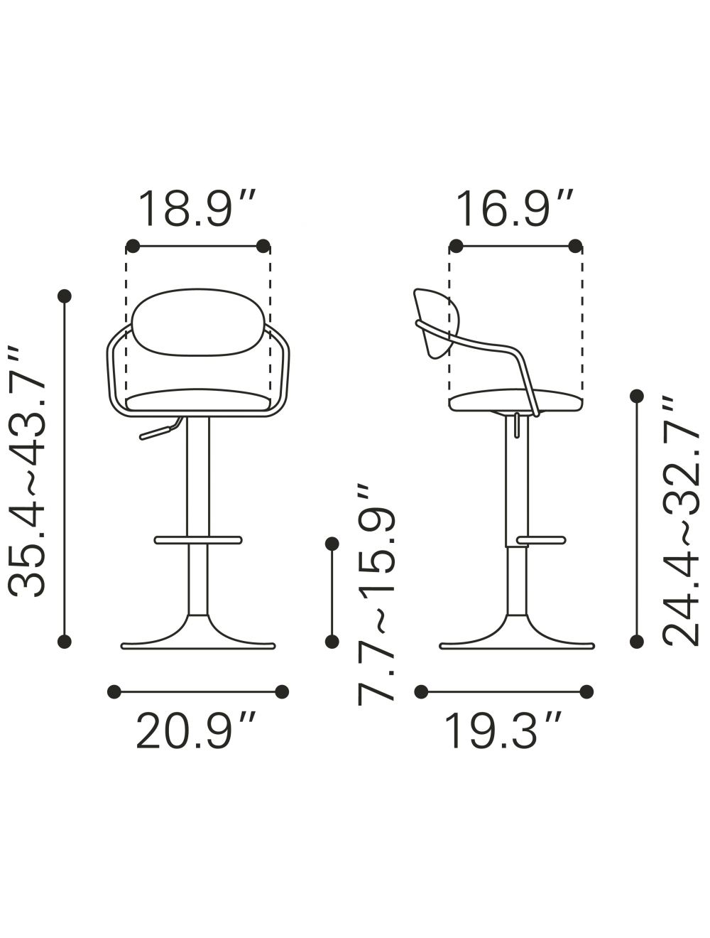 Adjustable Height Brown And Black Steel Swivel Low Back Counter Height Bar Chair