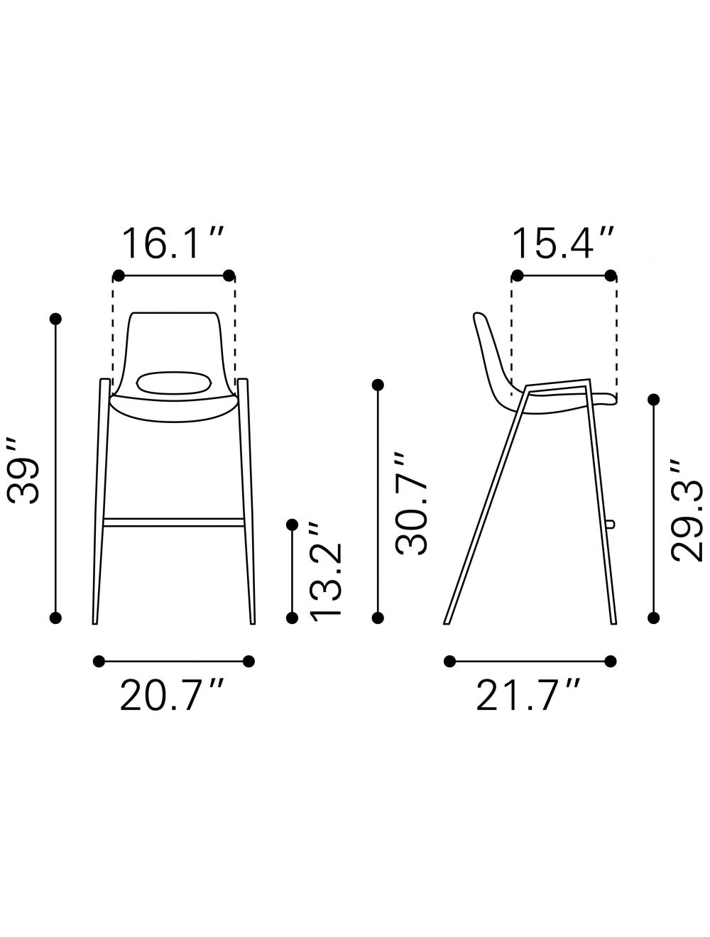 Set of Two 29 " Black And Brown Steel Low Back Bar Height Bar Chairs