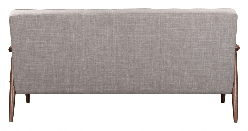 69" Beige Polyester Sofa With Brown Legs