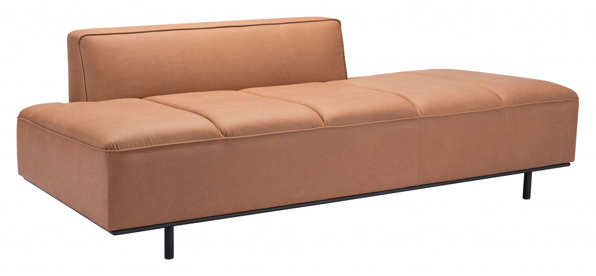 79" Brown Faux Leather Sofa With Black Legs