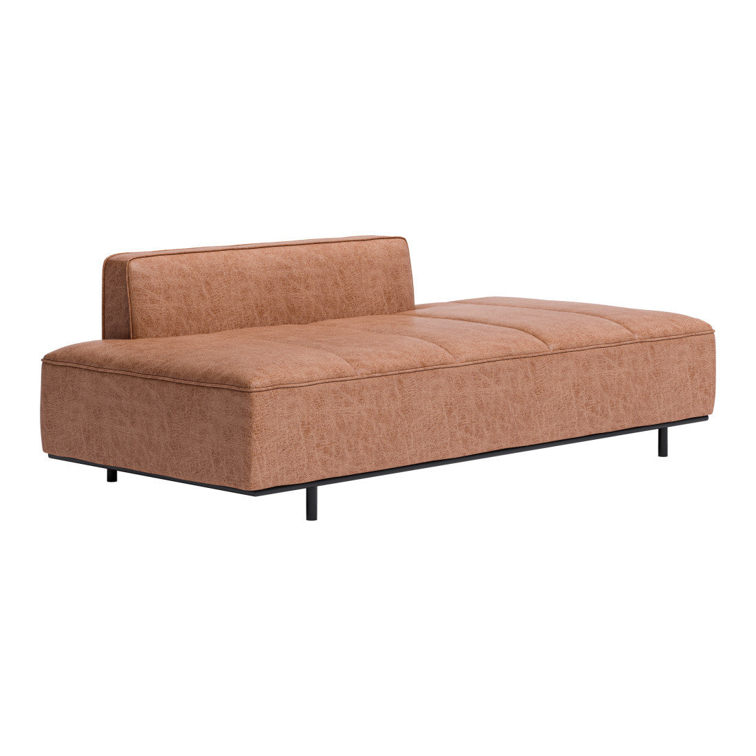 79" Brown Faux Leather Sofa With Black Legs