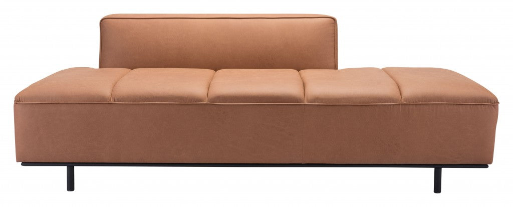 79" Brown Faux Leather Sofa With Black Legs