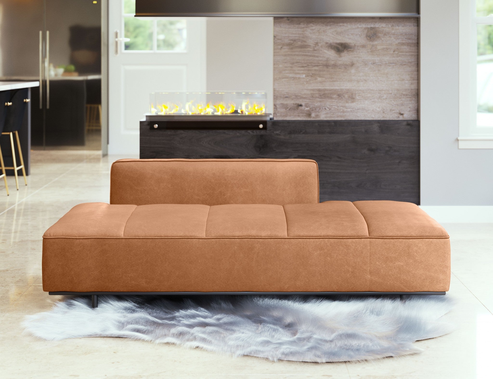 79" Brown Faux Leather Sofa With Black Legs