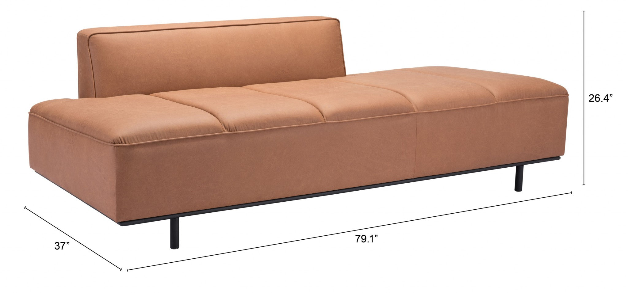 79" Brown Faux Leather Sofa With Black Legs