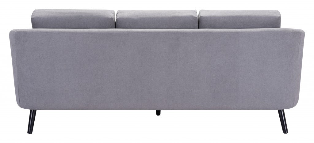 79" Gray Polyester Sofa With Black Legs