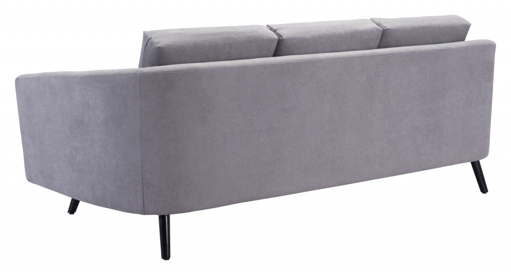 79" Gray Polyester Sofa With Black Legs