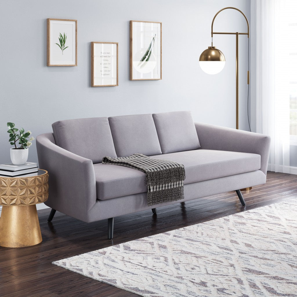 79" Gray Polyester Sofa With Black Legs