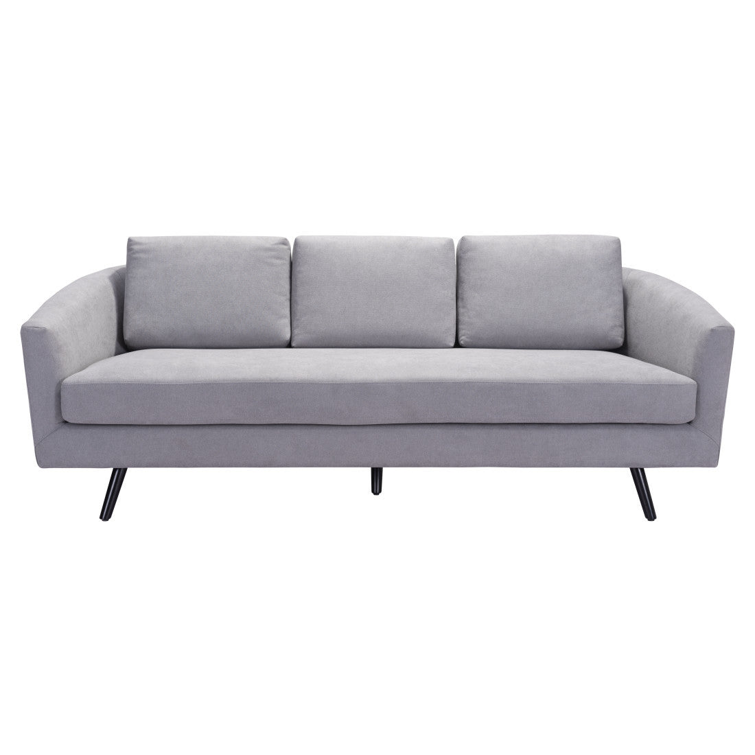 79" Gray Polyester Sofa With Black Legs
