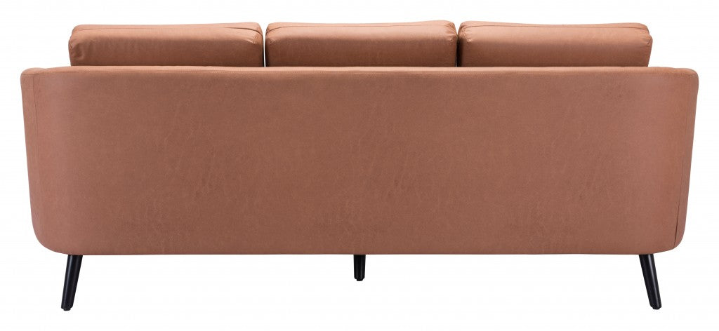 79" Brown Faux Leather Sofa With Black Legs