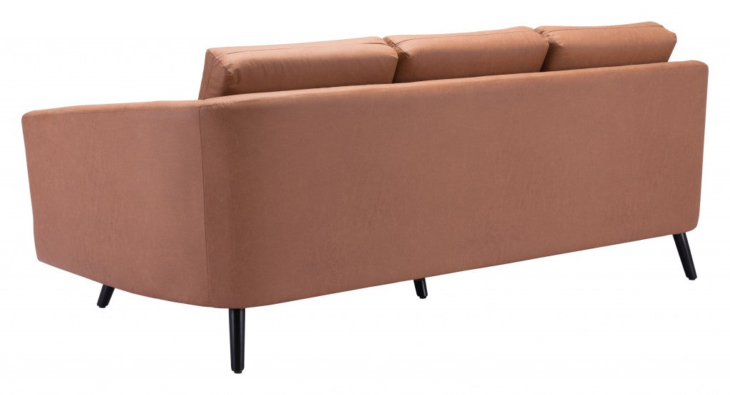 79" Brown Faux Leather Sofa With Black Legs