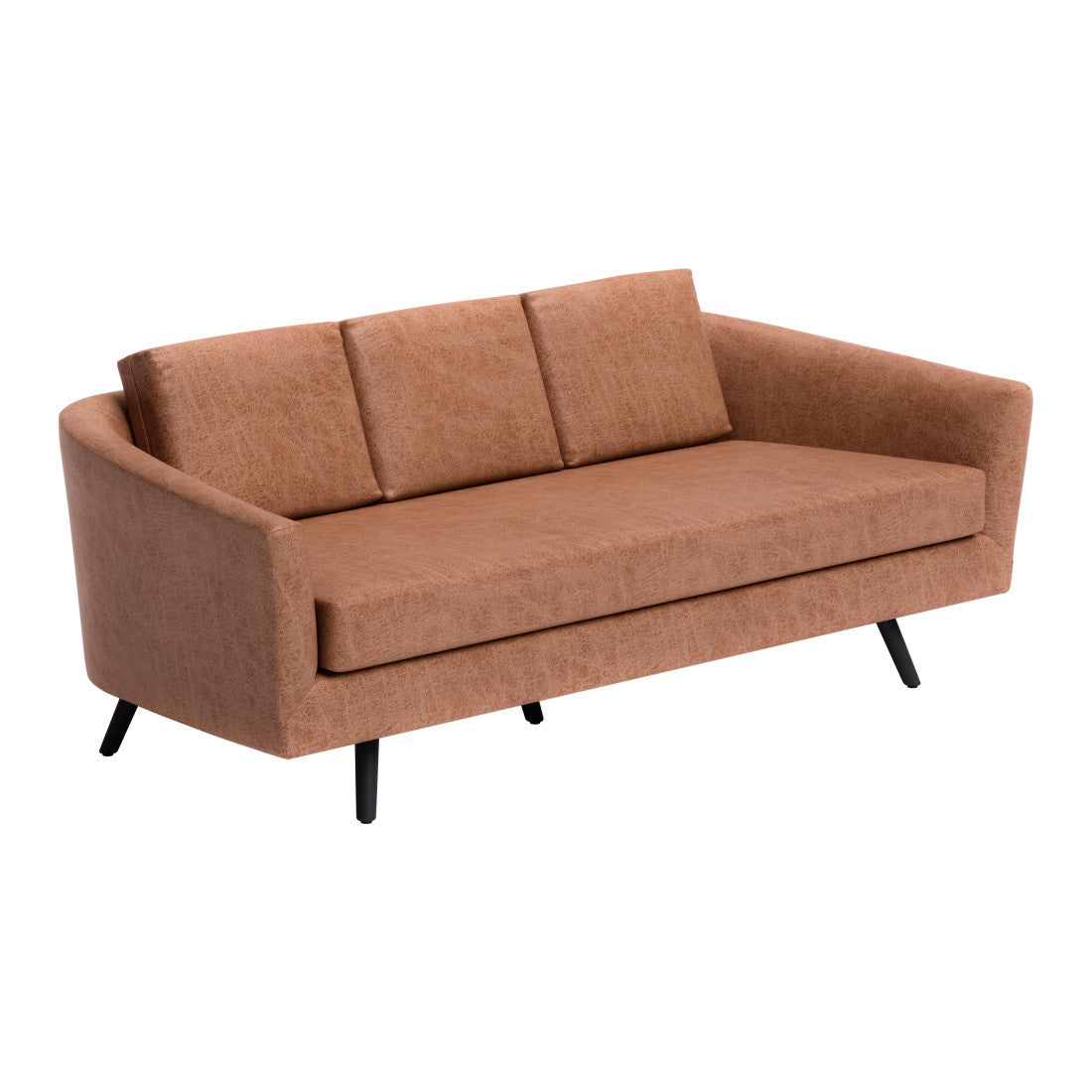 79" Brown Faux Leather Sofa With Black Legs
