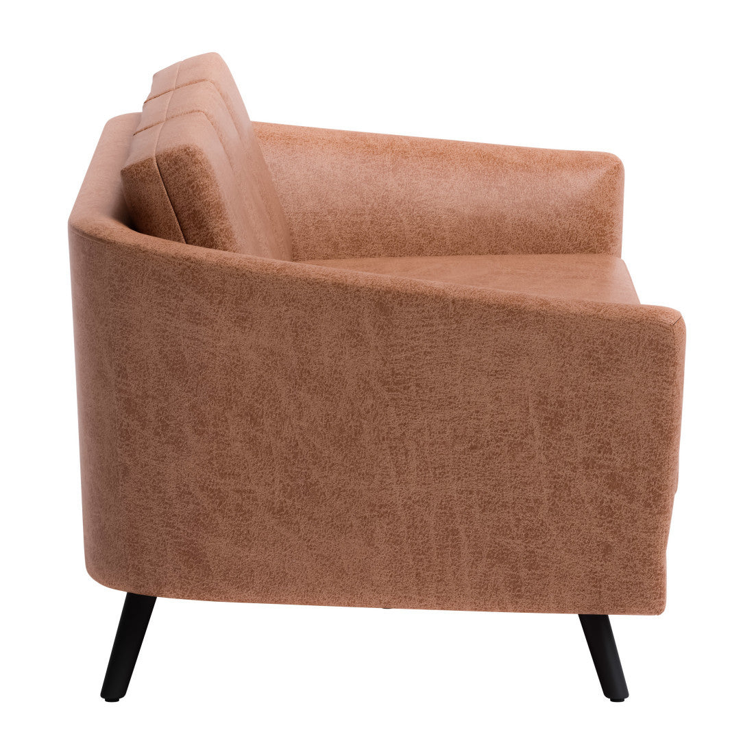 79" Brown Faux Leather Sofa With Black Legs