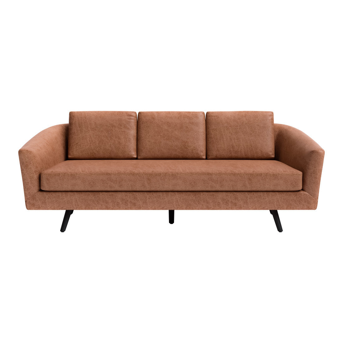 79" Brown Faux Leather Sofa With Black Legs
