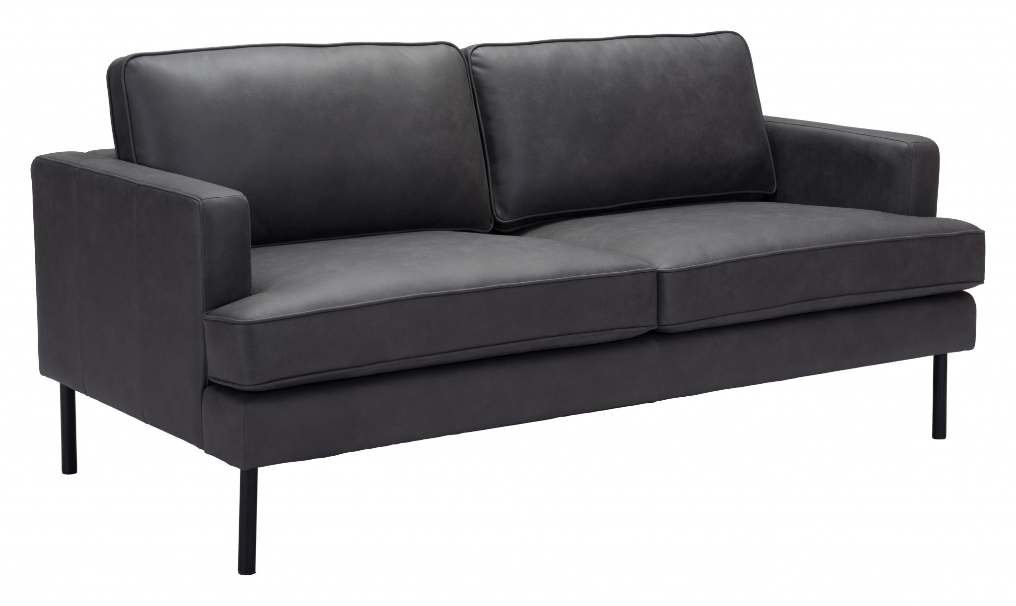 72" Gray And Black Polyester Sofa