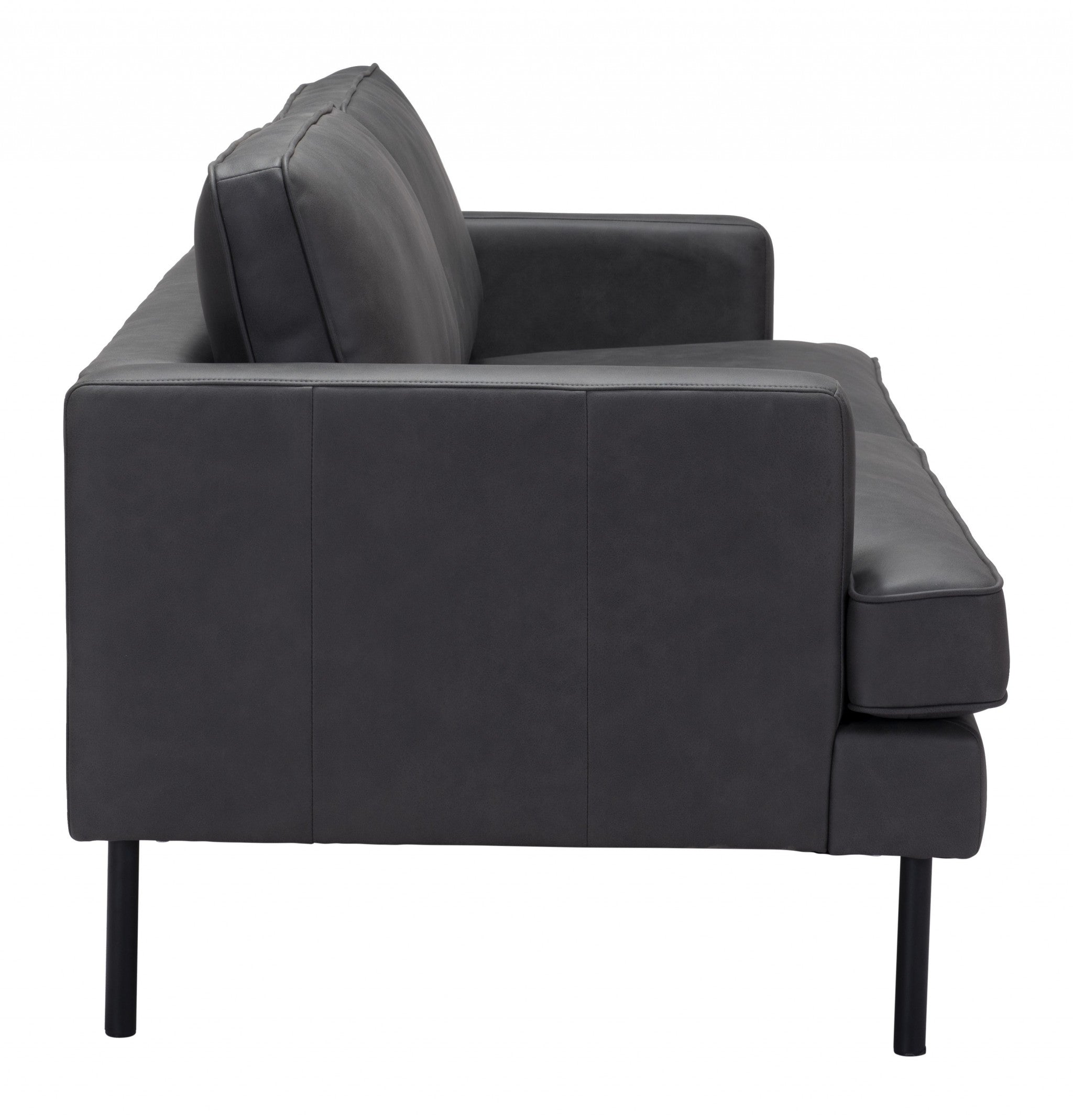 72" Gray Polyester Sofa With Black Legs