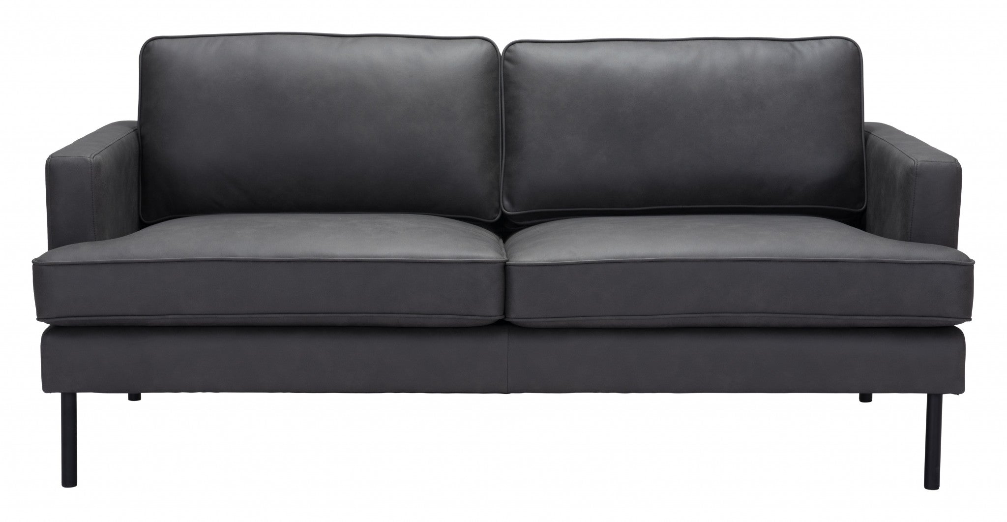 72" Gray Polyester Sofa With Black Legs