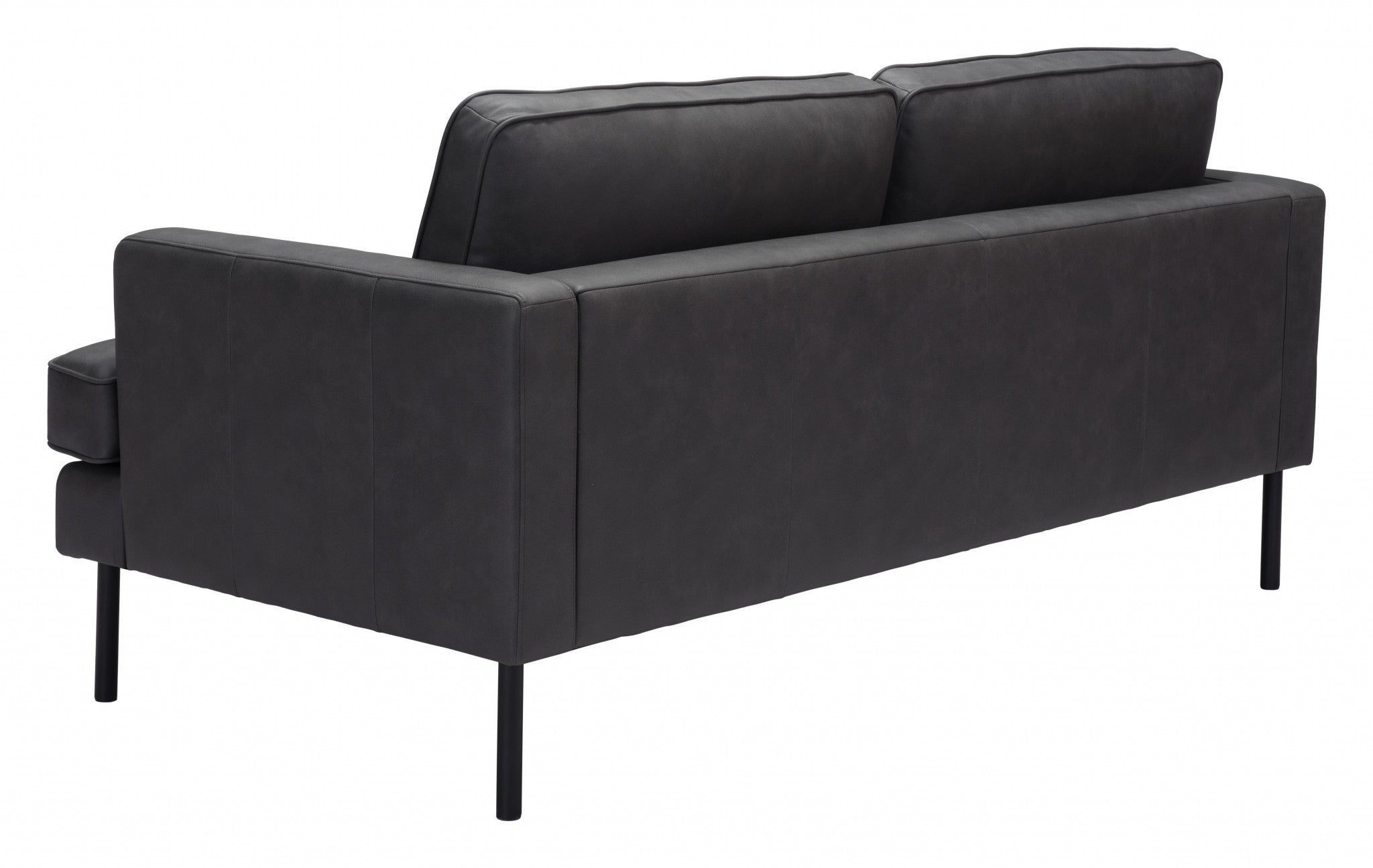 72" Gray Polyester Sofa With Black Legs